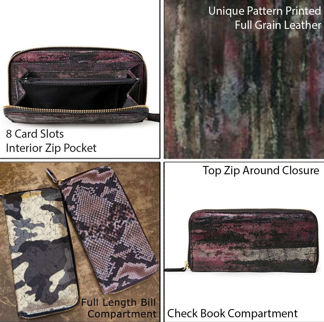 CoFi Zip Wallet - Handmade Genuine Full Grain Leather Women's Wallet with Unique Patterns - Perfect for Everyday Use, Travel & Gift Giving