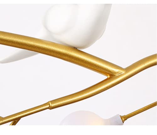LITFAD Modern Acrylic Tree Branch Island Light Fixture - 15 LED Lights Gold Hanging Chandelier with Bird Decor for Dining Room, Restaurant, Bedroom | Nordic Style Ceiling Light for Home Decor, Wedding Venue & Cafe Lighting
