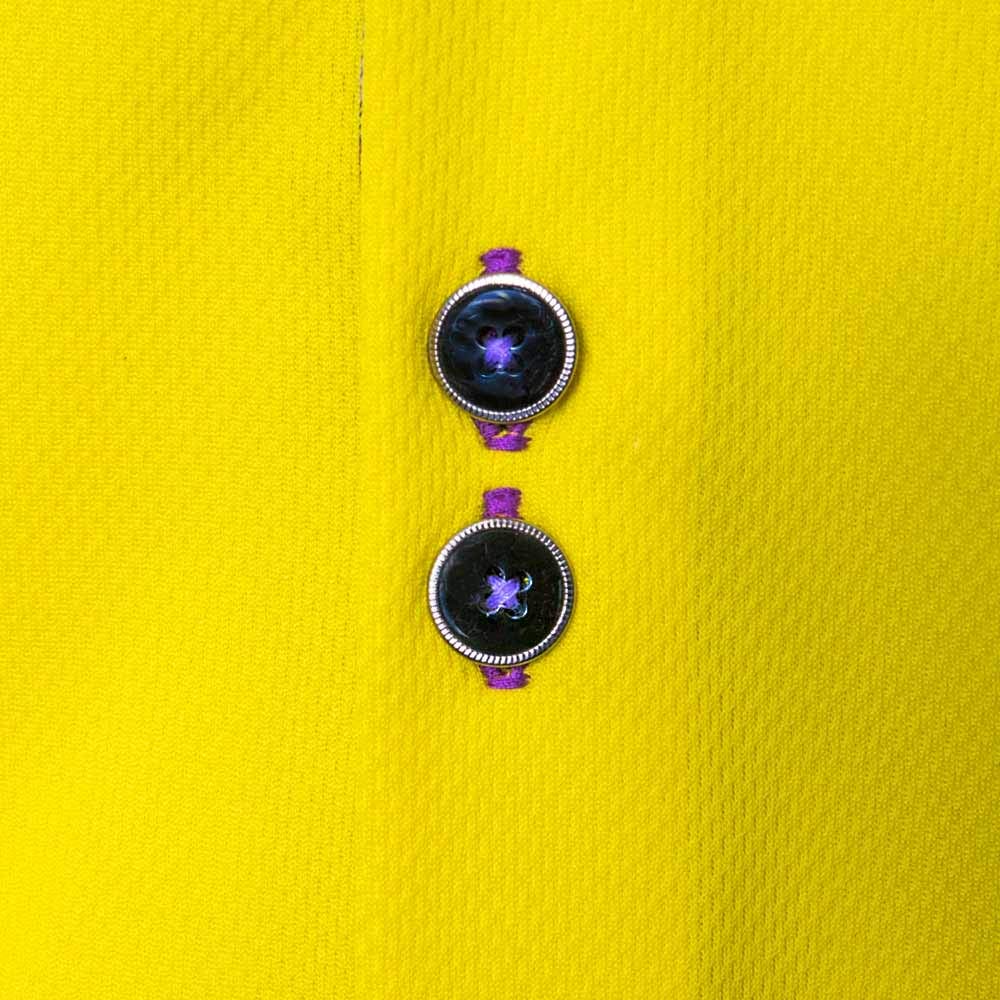 Stylish Bright Yellow Dress Shirts for Men | Trendy Yellow & Purple Office Shirts | Modern Yellow Button-Down with Purple Accent Details - Perfect for Business Casual, Workwear & Formal Occasions