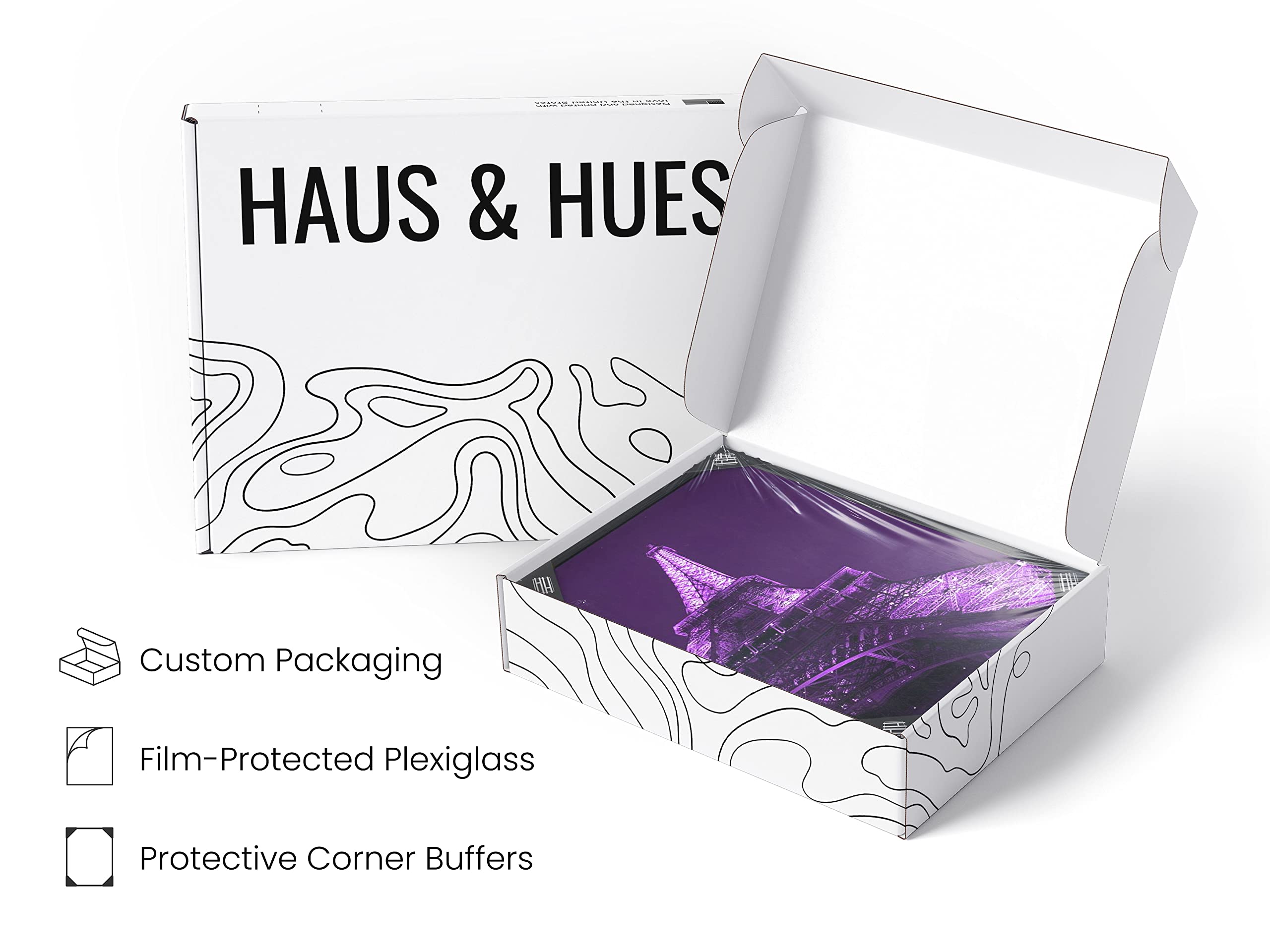 HAUS AND HUES Purple Paris Wall Art - Aesthetic Bedroom Decor for Teens & Girls, Black Framed 12