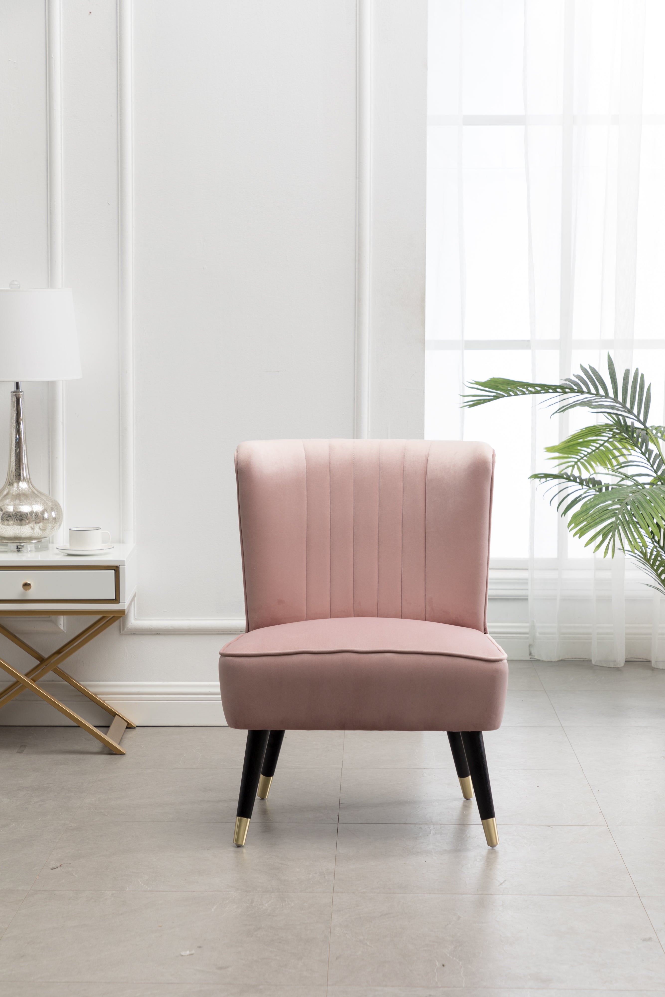 Roundhill Furniture Elon Contemporary Velvet Upholstered Accent Chair - Modern Lounge Chair for Living Room, Bedroom & Office - Soft Velvet Fabric with Sturdy Wooden Legs - Perfect for Reading Nook, Guest Seating or Home Decor