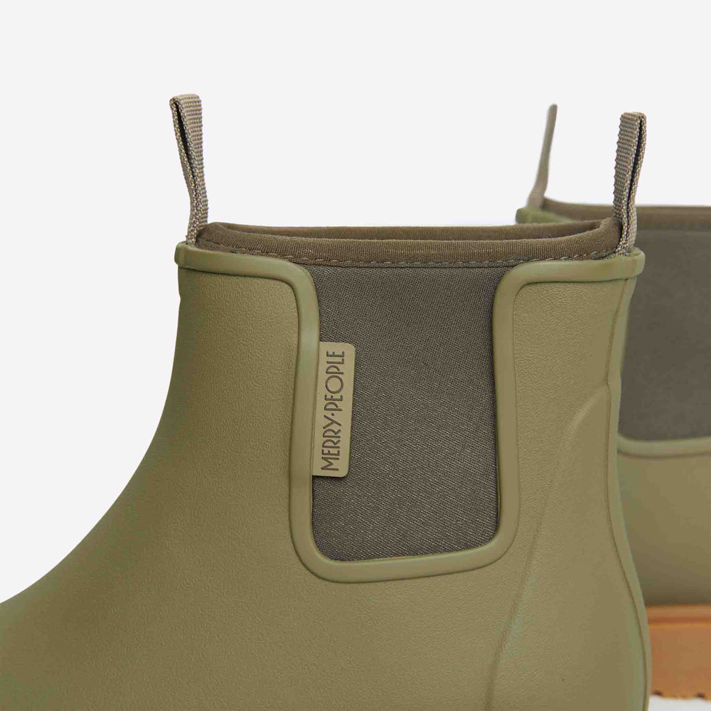 Merry People Bobbi Rain Boots in Khaki Green - Waterproof Women's Chelsea Boots for Rainy Days & Outdoor Adventures