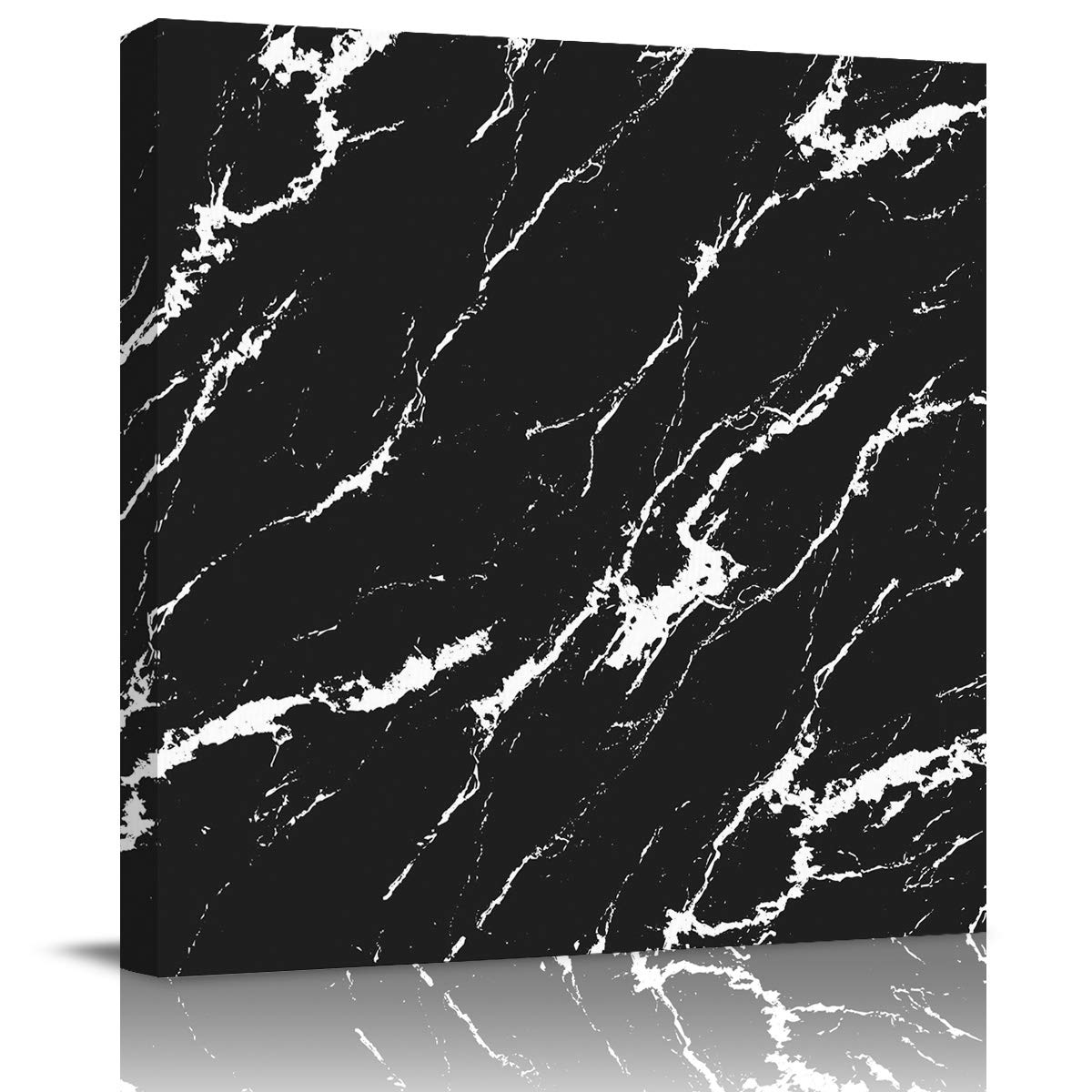 SSEVITEY Modern Abstract Canvas Wall Art - Stretched & Framed Oil Painting Print with Black Marble White Crack Design for Living Room, Kitchen, Bedroom Decor | Perfect for Home Office, Dorm & Gift Giving