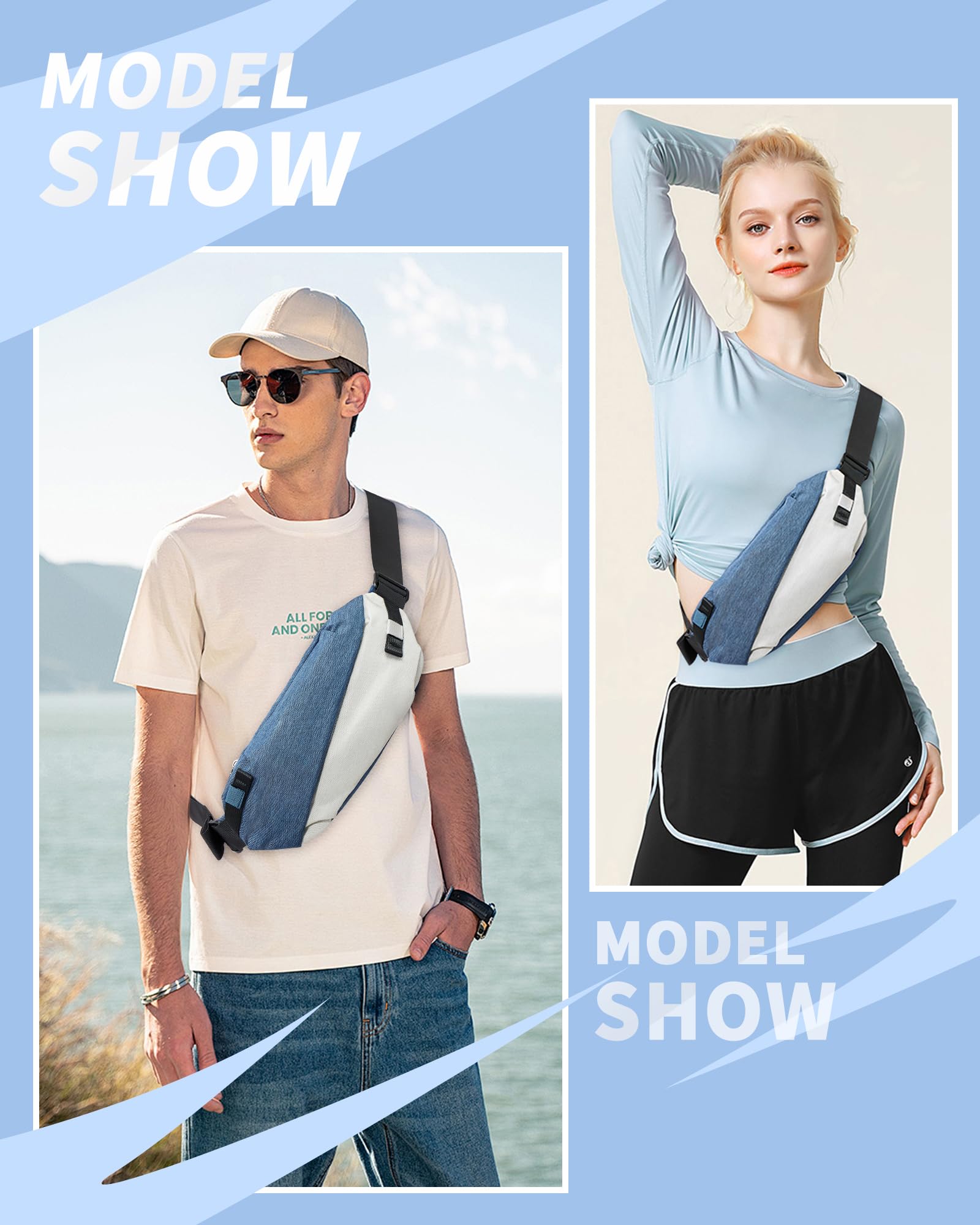 Women's Fanny Pack - Crossbody Sling Bag & Waist Pack for Men - Water-Resistant Belt Bag for Travel, Running & Hiking - Casual Daypack Shoulder Bag with Multiple Pockets - Perfect for Outdoor Activities, Gym & Daily Use