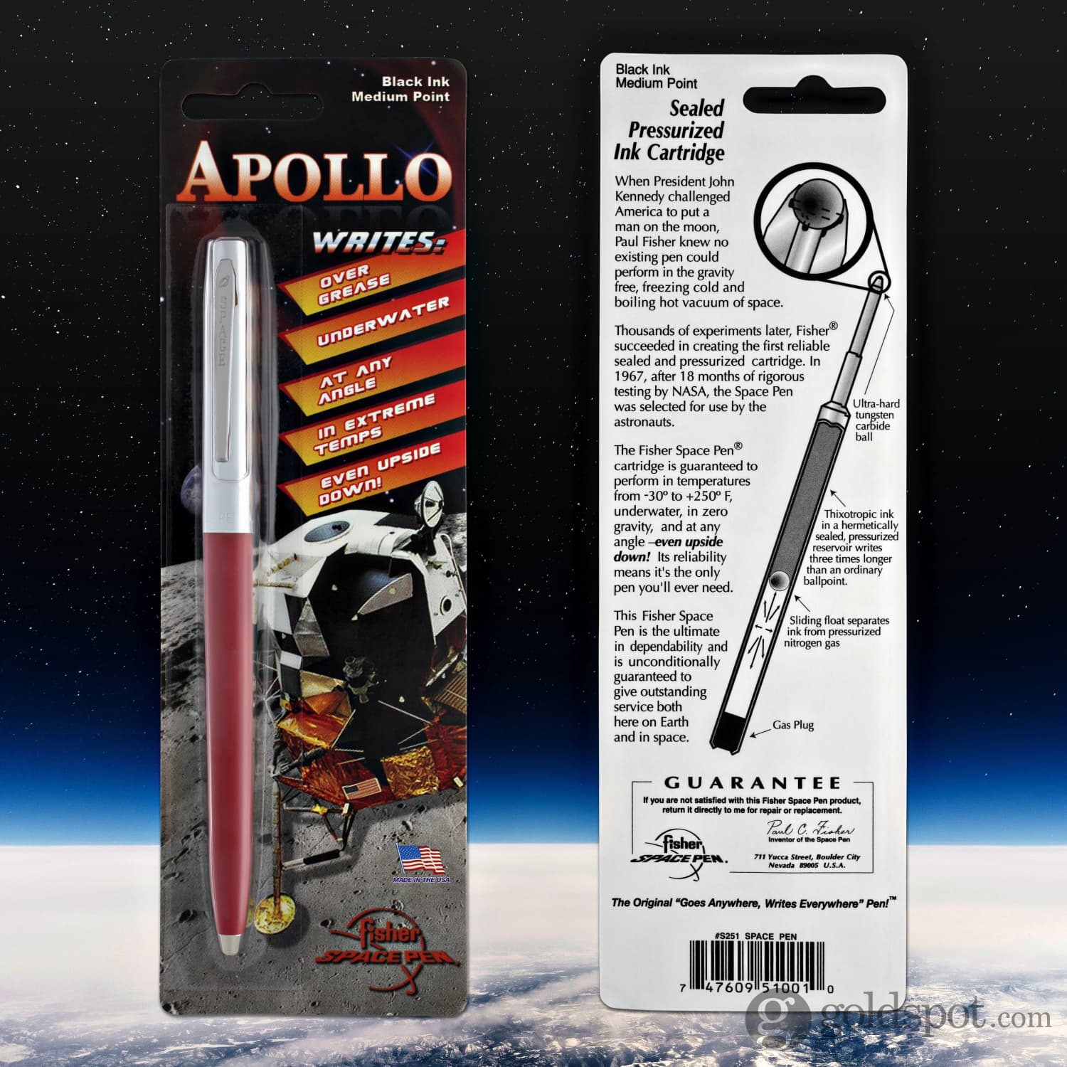 Fisher Space Pen Cap-O-Matic S200 Series Chrome & Red Ballpoint Pen - Perfect for Writing in Extreme Conditions, Gifts & Everyday Carry (EDC)