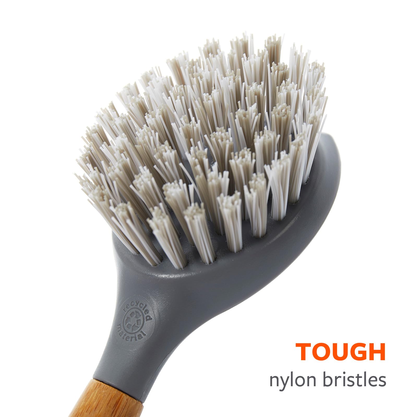 Eco-Friendly Bamboo Dish Brush & Scraper Set - Heavy Duty Kitchen Cleaning Tool for Cast Iron Pans, Pots, Dishes & Sinks - Durable Nylon Bristles with Ergonomic Handle - Perfect for Camping, RV & Home Kitchen Cleaning