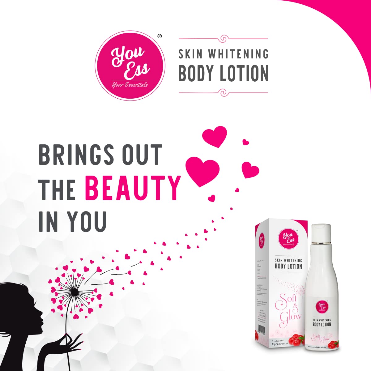 You Ess | Brightening Facial Cleanser & Body Lotion Set with Sun Tan Remover (200ml x3) - Glowing Skin Care Routine for Morning & Night Use