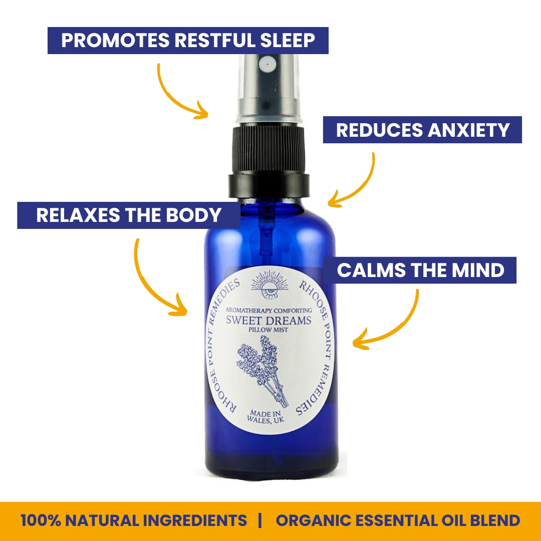 Organic Lavender Pillow Mist Sleep Spray (50ml) - Calming Essential Oils for Better Sleep & Anxiety Relief - Vegan, Cruelty-Free & UK Made - Perfect for Adults & Kids Bedtime Routine, Travel & Relaxation