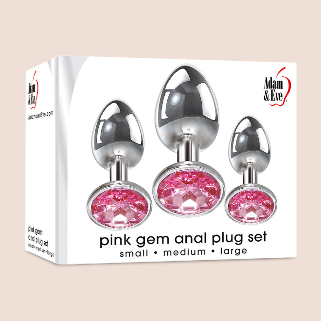 Pink Gem Anal Plug Set - 3 Piece Silicone Butt Plugs for Women & Men | Comfortable & Safe for Beginners, Couples Play, BDSM & Sensual Exploration