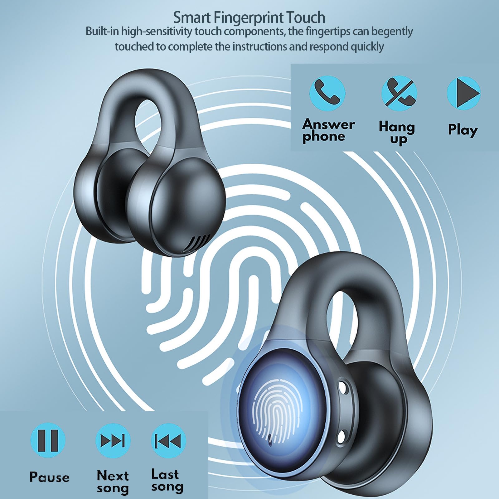Wireless Bone Conduction Headphones - Open Ear Bluetooth Headset with Secure Ear Clips for Running, Cycling & Workouts | Sweatproof & Comfortable for All-Day Use