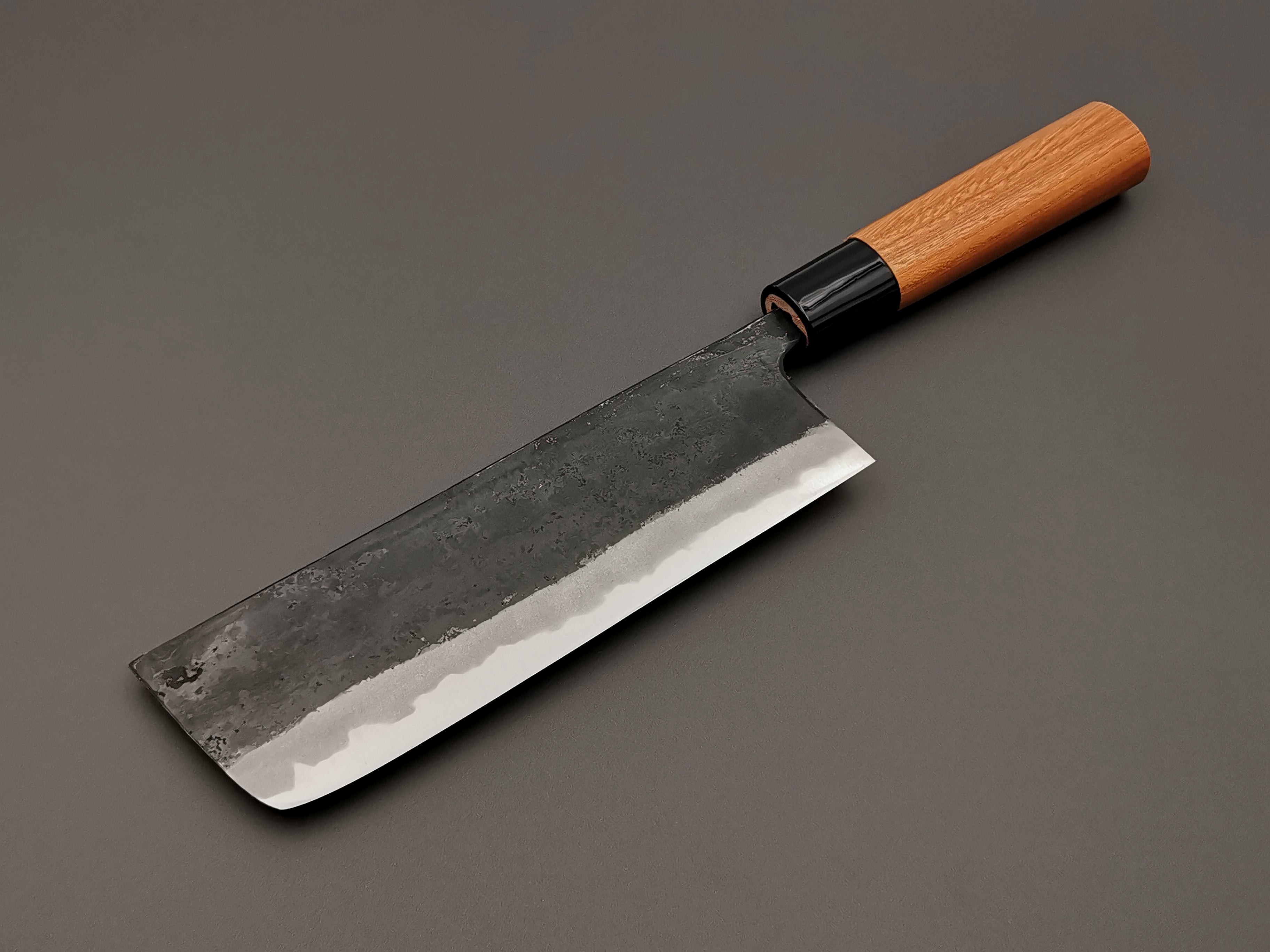 Premium Japanese Aogami Kurouchi Nakiri Knife by Kyohei Shindo - High Carbon Steel Kitchen Knife for Professional Chefs & Home Cooking - Perfect for Slicing Vegetables, Herbs & Sushi Prep