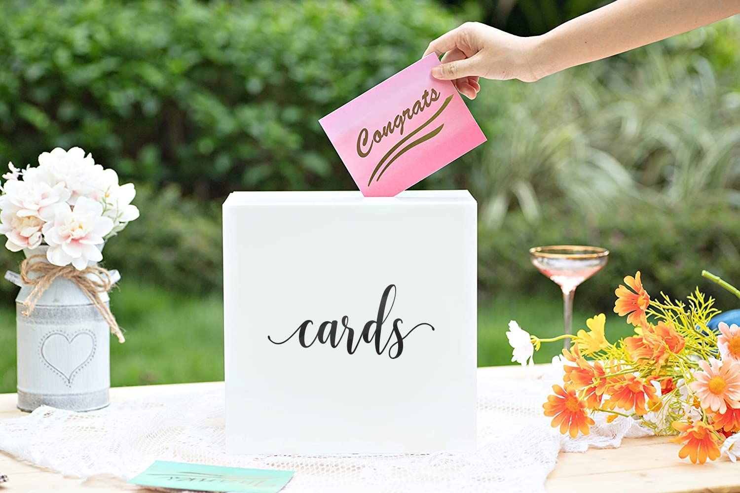 Elegant White Acrylic Wedding Card Box 10x10x5.5 Inch - Large Money Gift Box for Wedding Receptions, Bridal Showers, Birthday Parties & Memory Keepsakes | Perfect for Wishing Wells, Guest Books and Special Occasion Gift Collections
