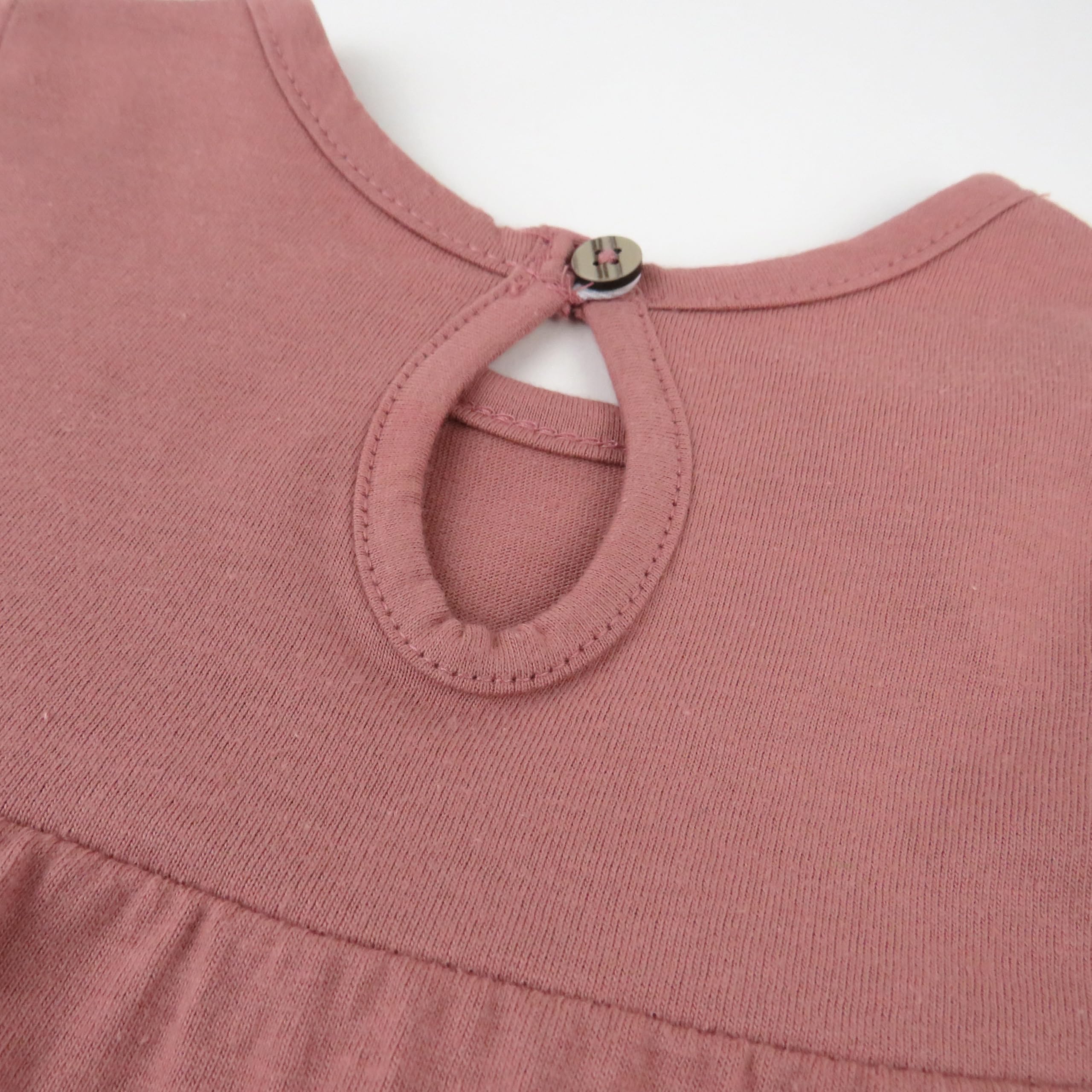 HonestBaby Girls Long Sleeve Tiered Dress - Ash Rose - Size 7 Years | Casual & Party Wear for Toddlers & Kids