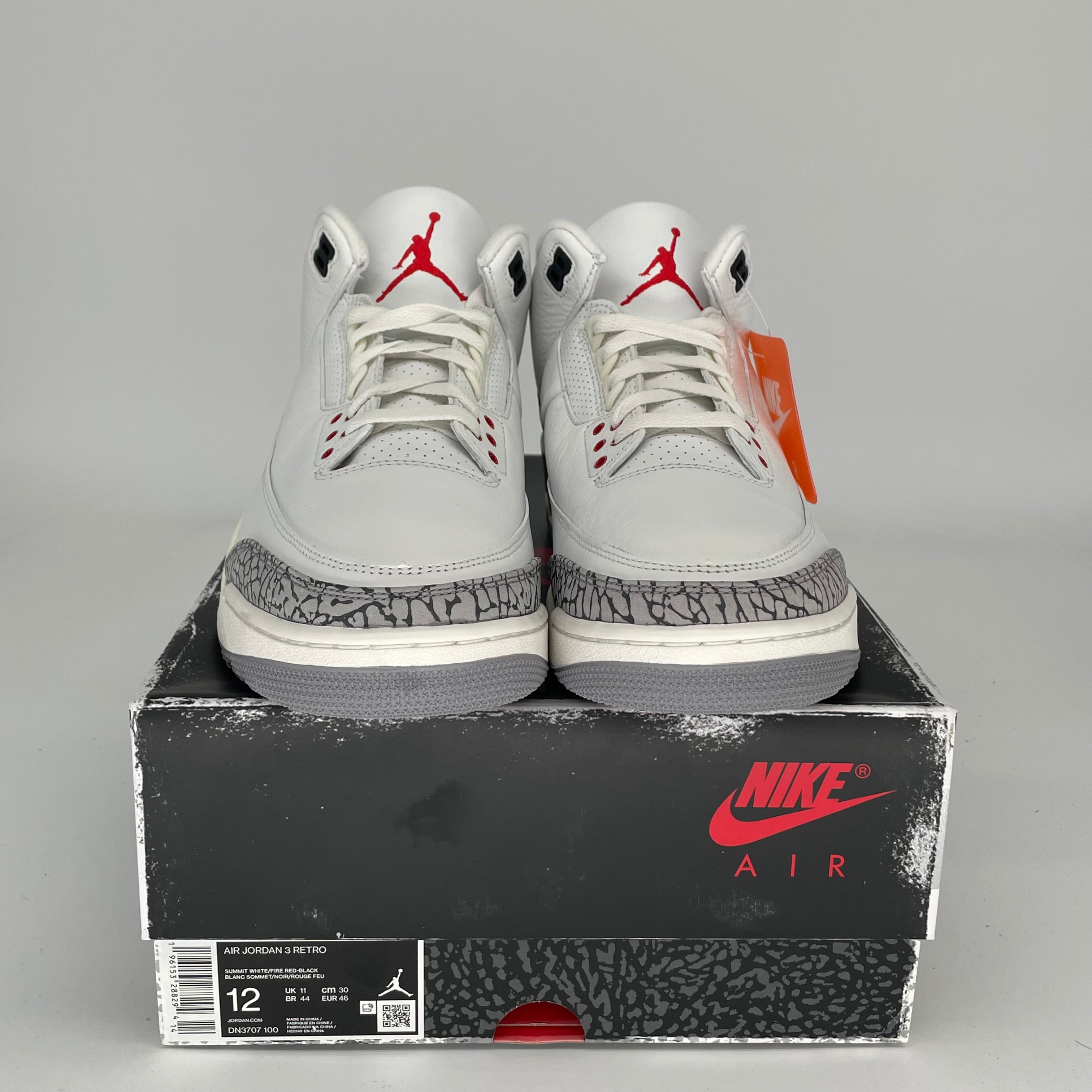Original Air Jordan 3 White Cement Reimagined Retro Sneakers - Men's Size 12 (DN3707-100) - Authentic Basketball Shoes for Streetwear & Casual Outfits