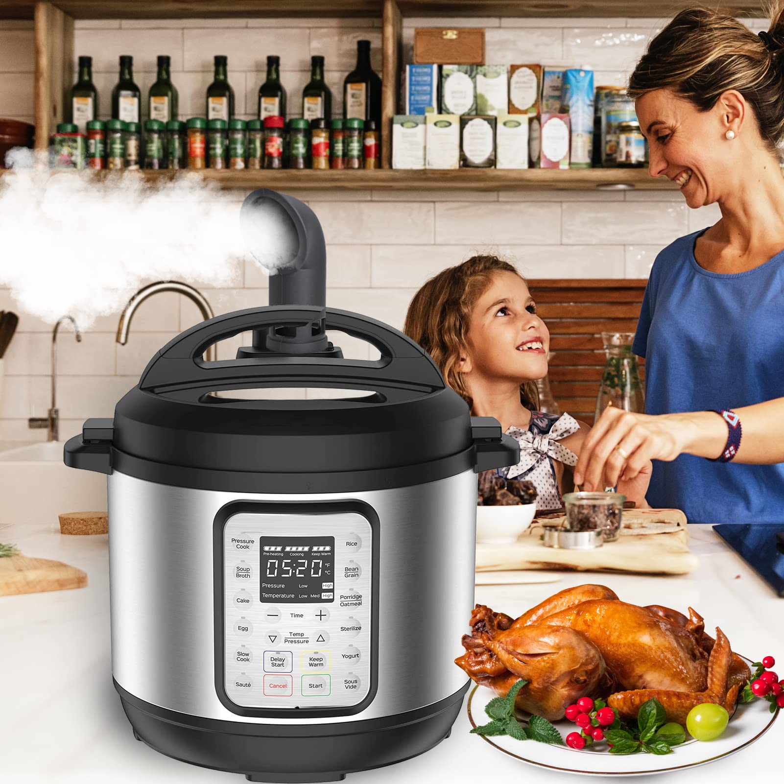 GXF Silicone Steam Release Diverter for Instant Pot DUO/DUO Plus/Smart Cooker - Black Kitchen Accessory Compatible with 3/5/6/8 Qt Models - Perfect for Safe Steam Venting & Pressure Cooking
