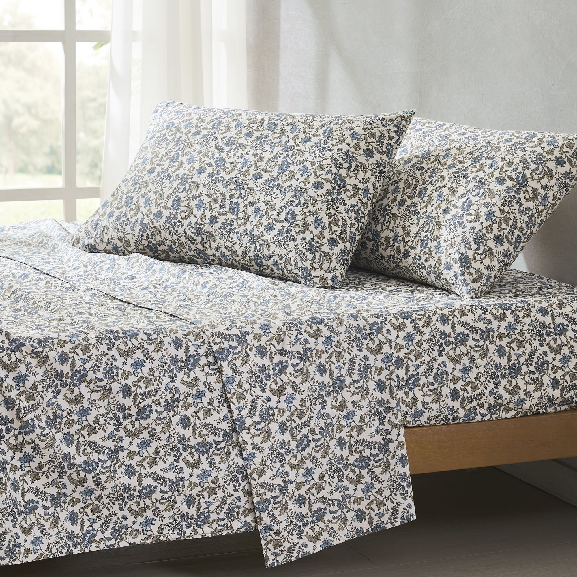 Lillian Block Print Cotton Sheet Set - Soft & Breathable Queen Size Bedding for Comfortable Sleep - Perfect for Home, Hotel, and Guest Room Use