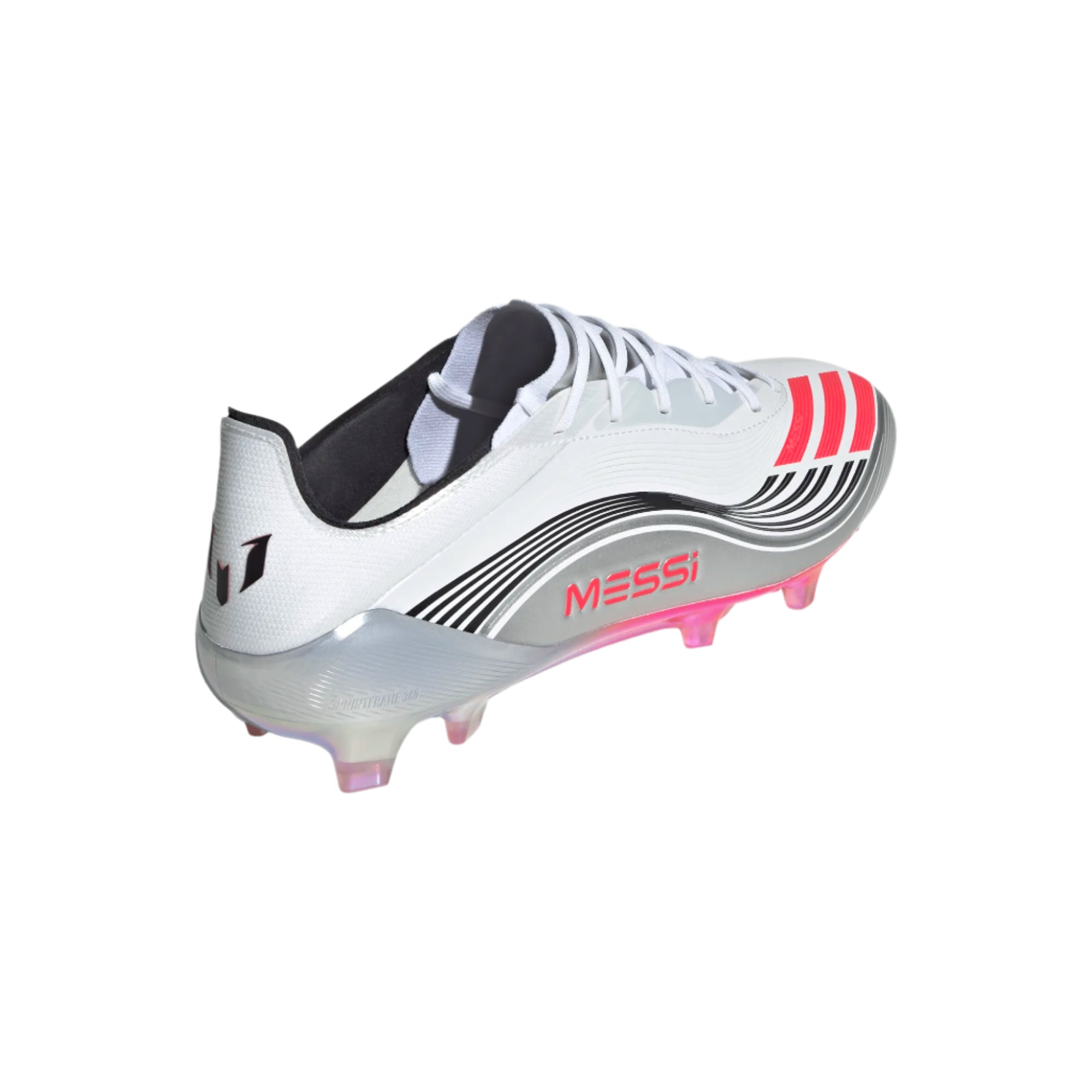 Adidas F50 Messi Elite FG Soccer Cleats for Men - White/Lucid Red/Silver Metallic - Lightweight Football Shoes for Artificial Grass - Perfect for Training & Matches