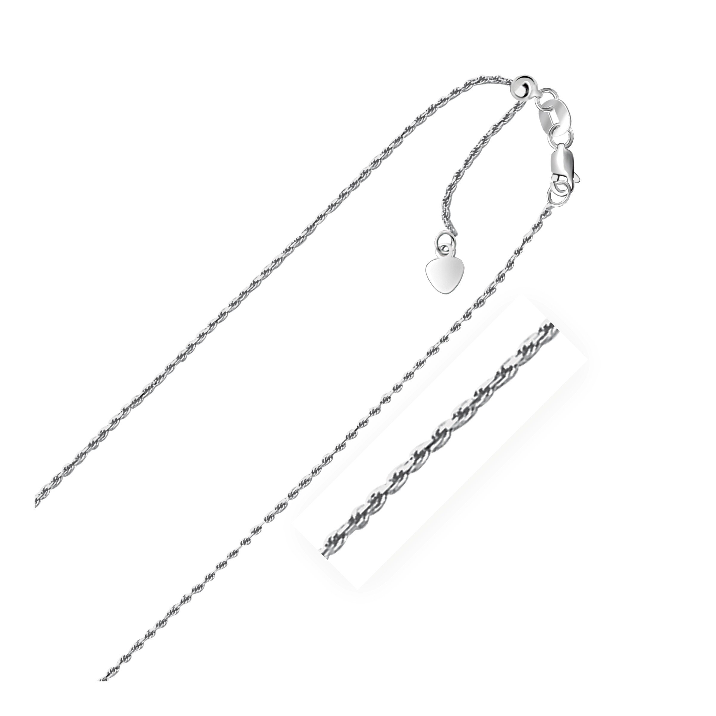14K White Gold Adjustable Rope Chain Necklace 1.0mm - Elegant Jewelry for Women, Perfect for Everyday Wear, Gifts & Special Occasions