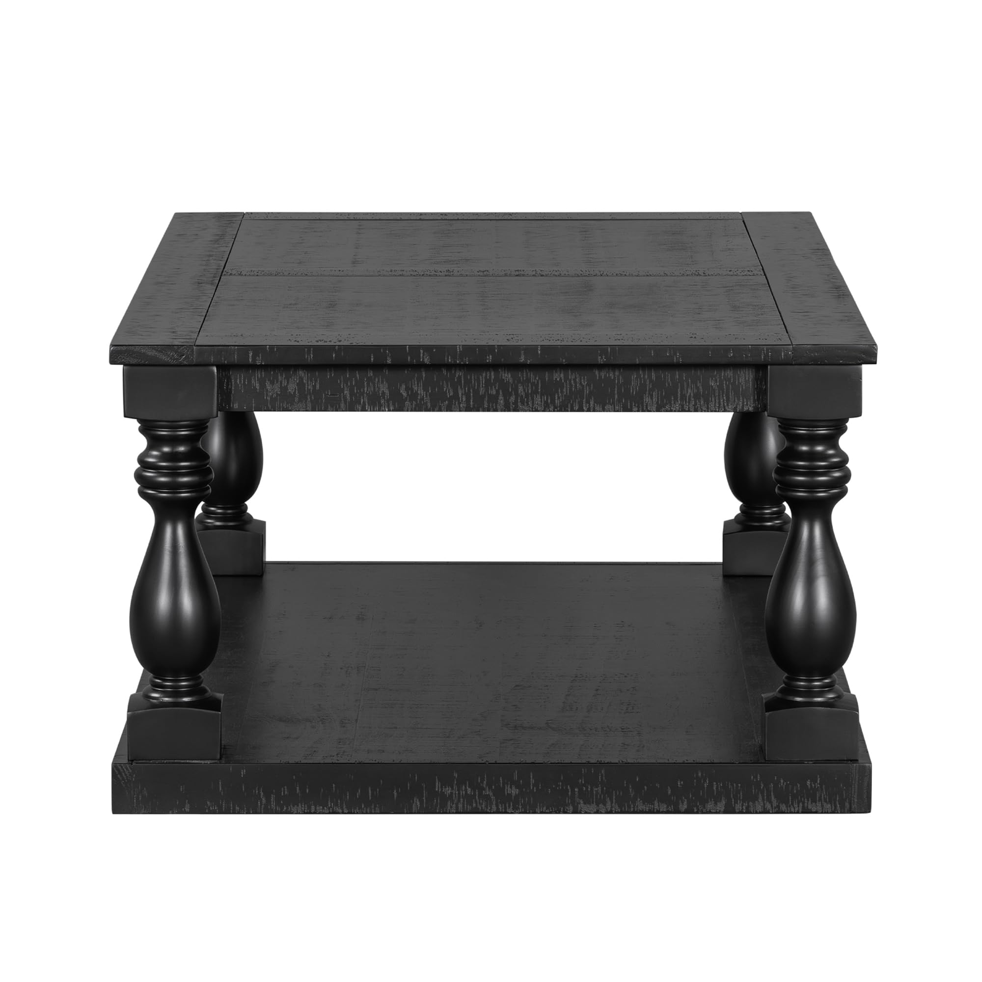 Modern Wooden Coffee Table with Storage - P PURLOVE Black Living Room Center Table for Home & Office | Durable Home Furniture for Living Room, Reception & Lounge Areas