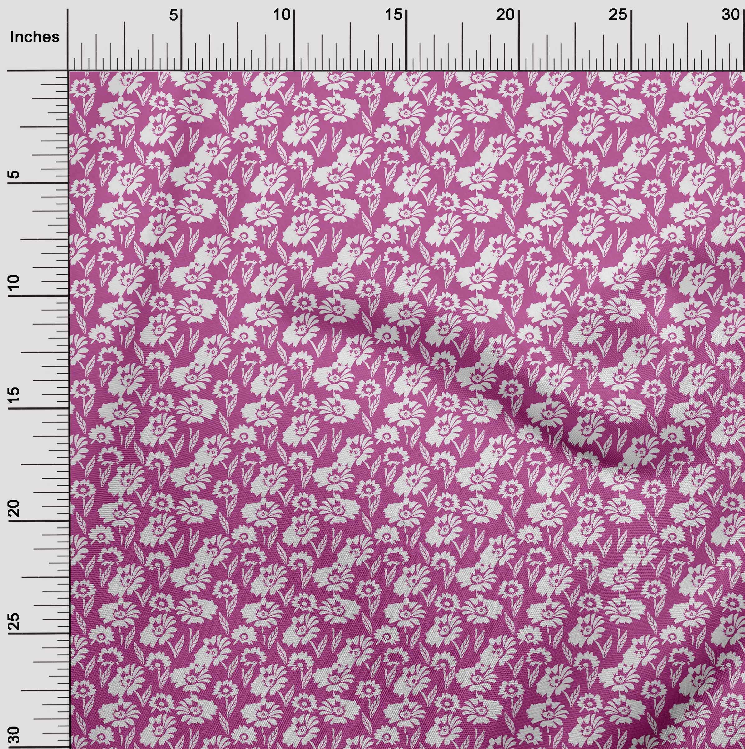 oneOone Viscose Chiffon Fuchsia Pink Floral Print Fabric by The Yard - 42 Inch Wide Dress Material for Summer Dresses, Blouses & DIY Sewing Projects