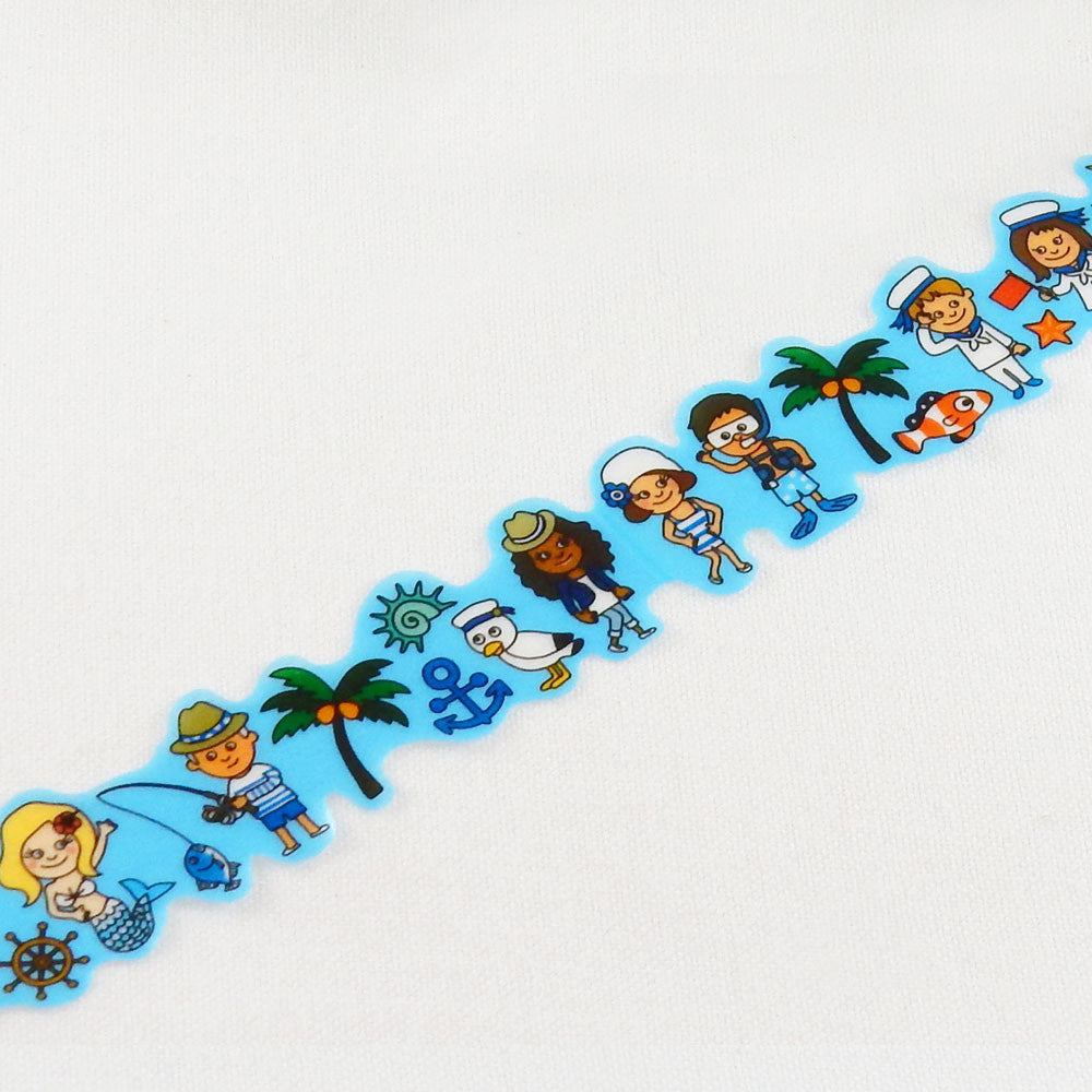 Decorative Beach Washi Tape with Round Top - Perfect for Scrapbooking, Journaling, and DIY Crafts | Waterproof & Removable Adhesive for Creative Projects