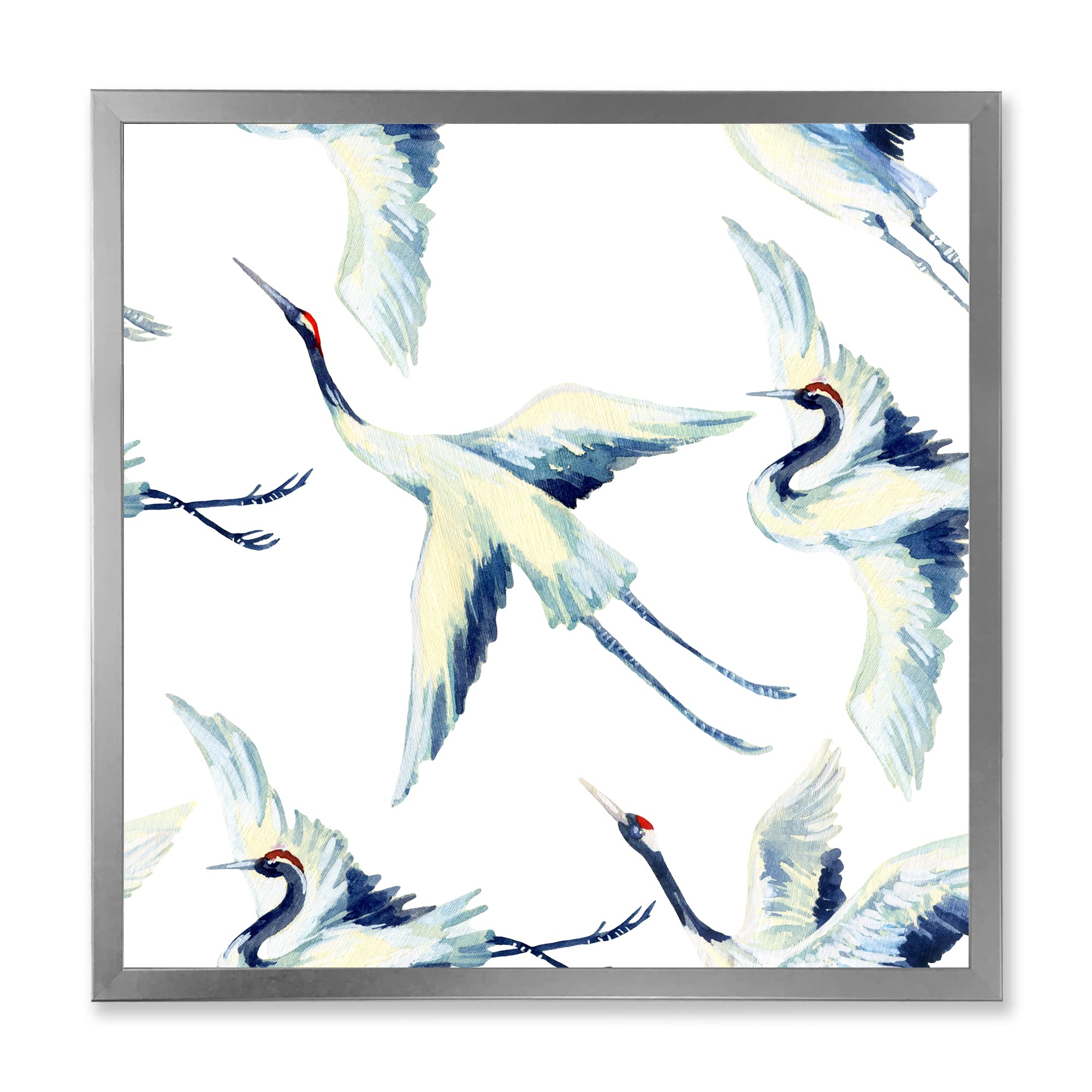 Asian Crane Bird Traditional Framed Wall Art - Handmade Home Decor for Living Room, Bedroom & Office | Feng Shui Inspired Painting
