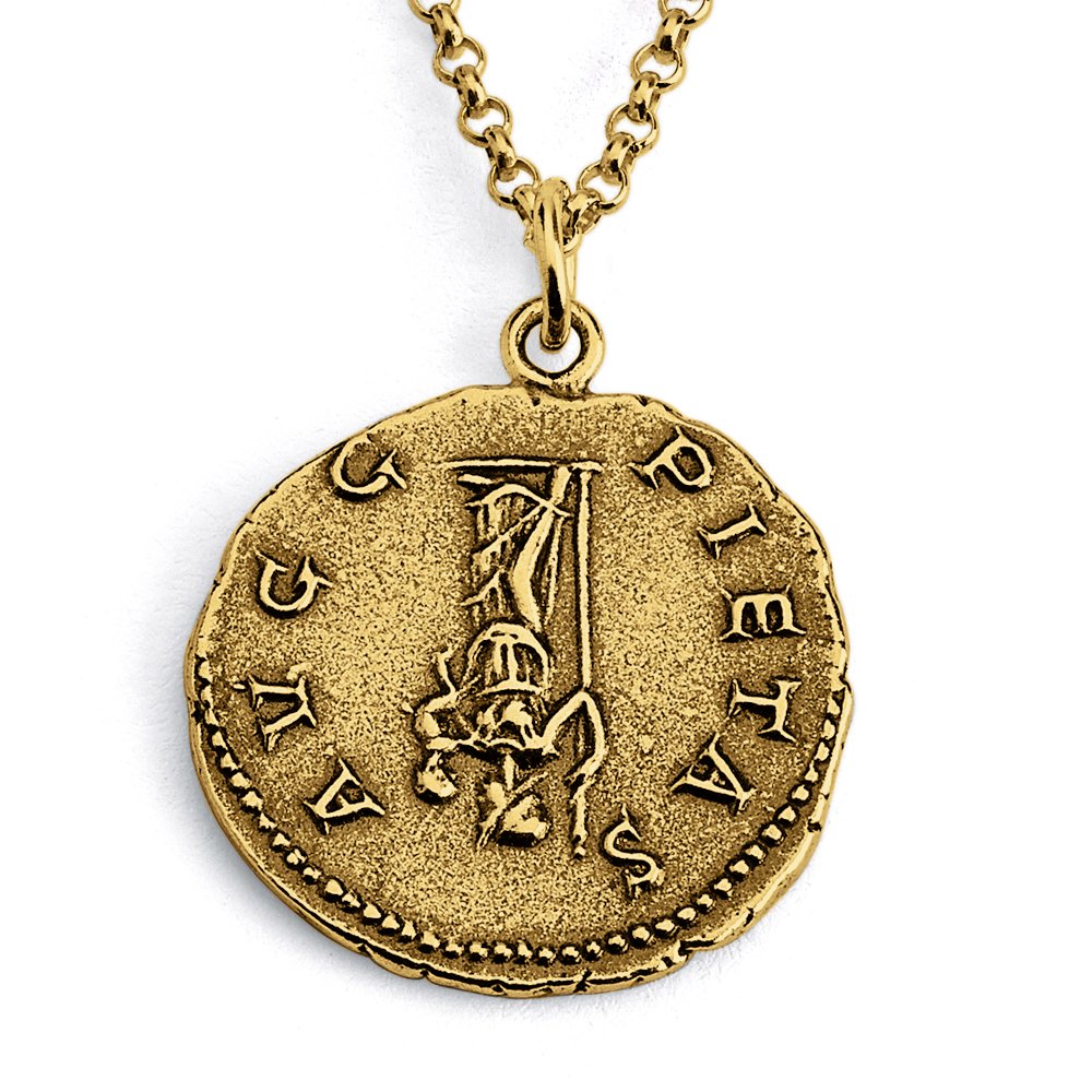 Gold Plated Silver Necklace - Julia Domna Empress of Rome Replica Coin Pendant | Ancient Roman Jewelry for Women | Perfect for Historical Reenactments, Costume Parties & Unique Gifts
