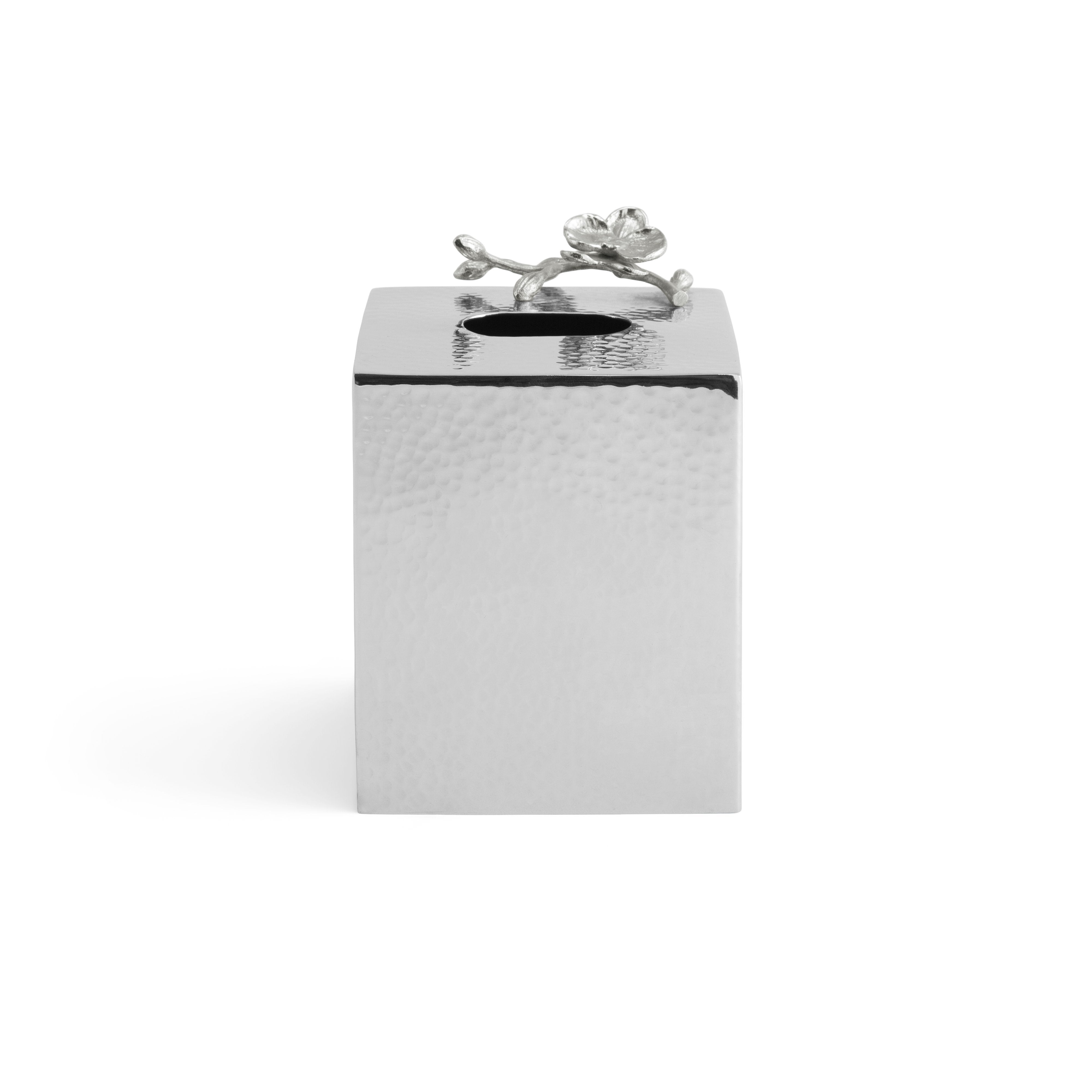 Elegant White Orchid Tissue Box Cover - Home & Office Decor for Living Room, Bedroom, or Bathroom