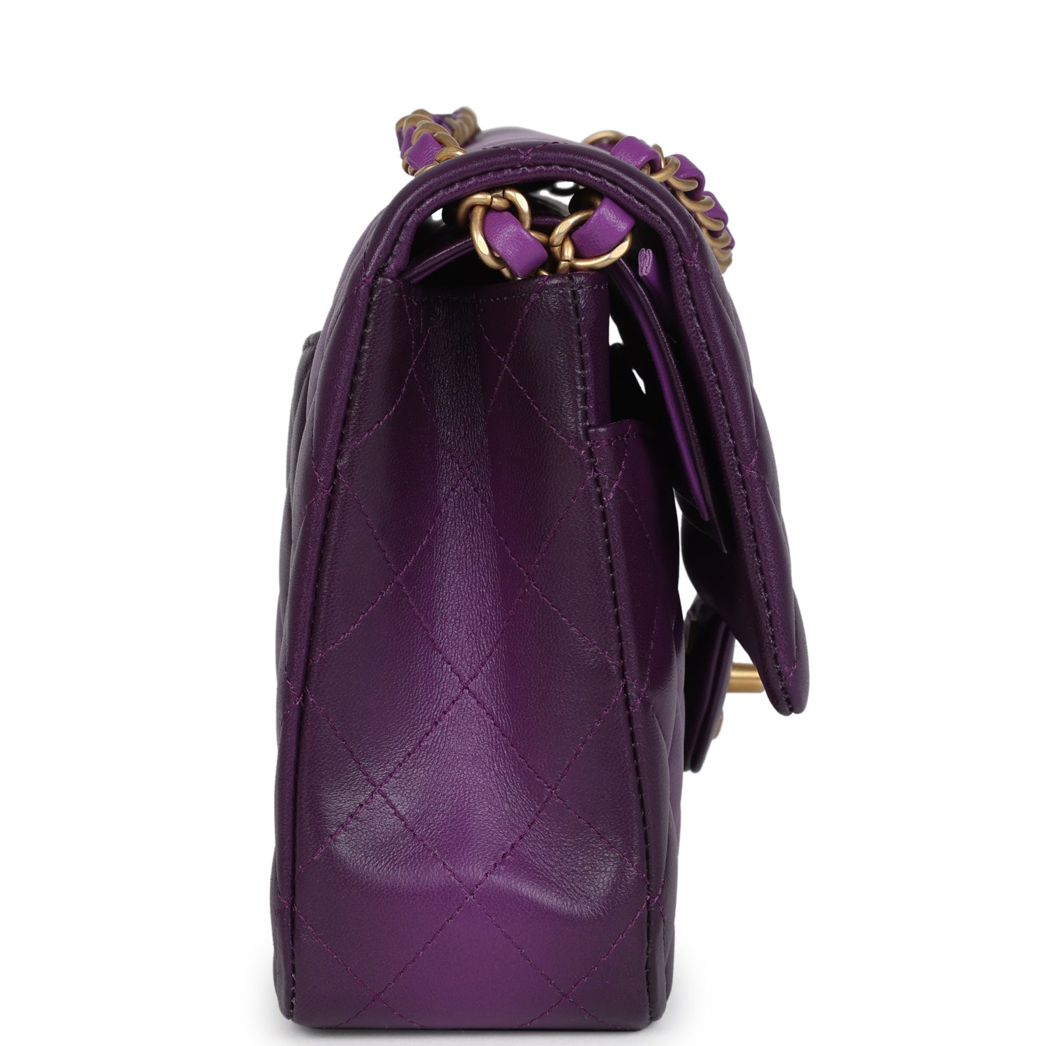 Chanel Medium Classic Double Flap Bag in Purple Ombre Lambskin with Brushed Gold Hardware | Luxury Designer Handbag for Women | Perfect for Evening Events, Weddings & Special Occasions