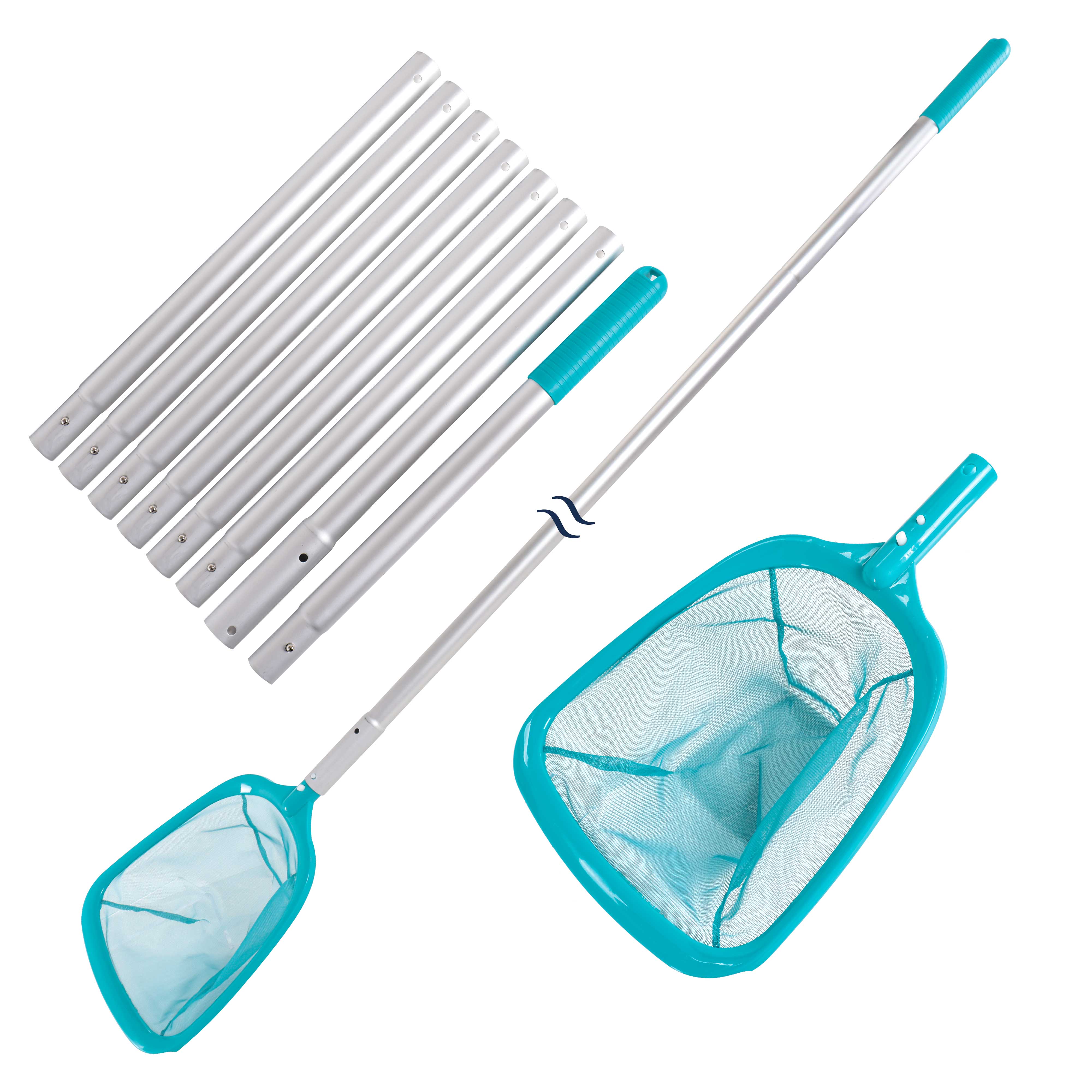 11.5 Foot Swimming Pool Leaf Skimmer Net with Telescopic Aluminum Pole - 8-Section Deep Fine Mesh Netting for Efficient Debris Removal | Perfect for In-Ground & Above Ground Pools, Spas, and Backyard Maintenance