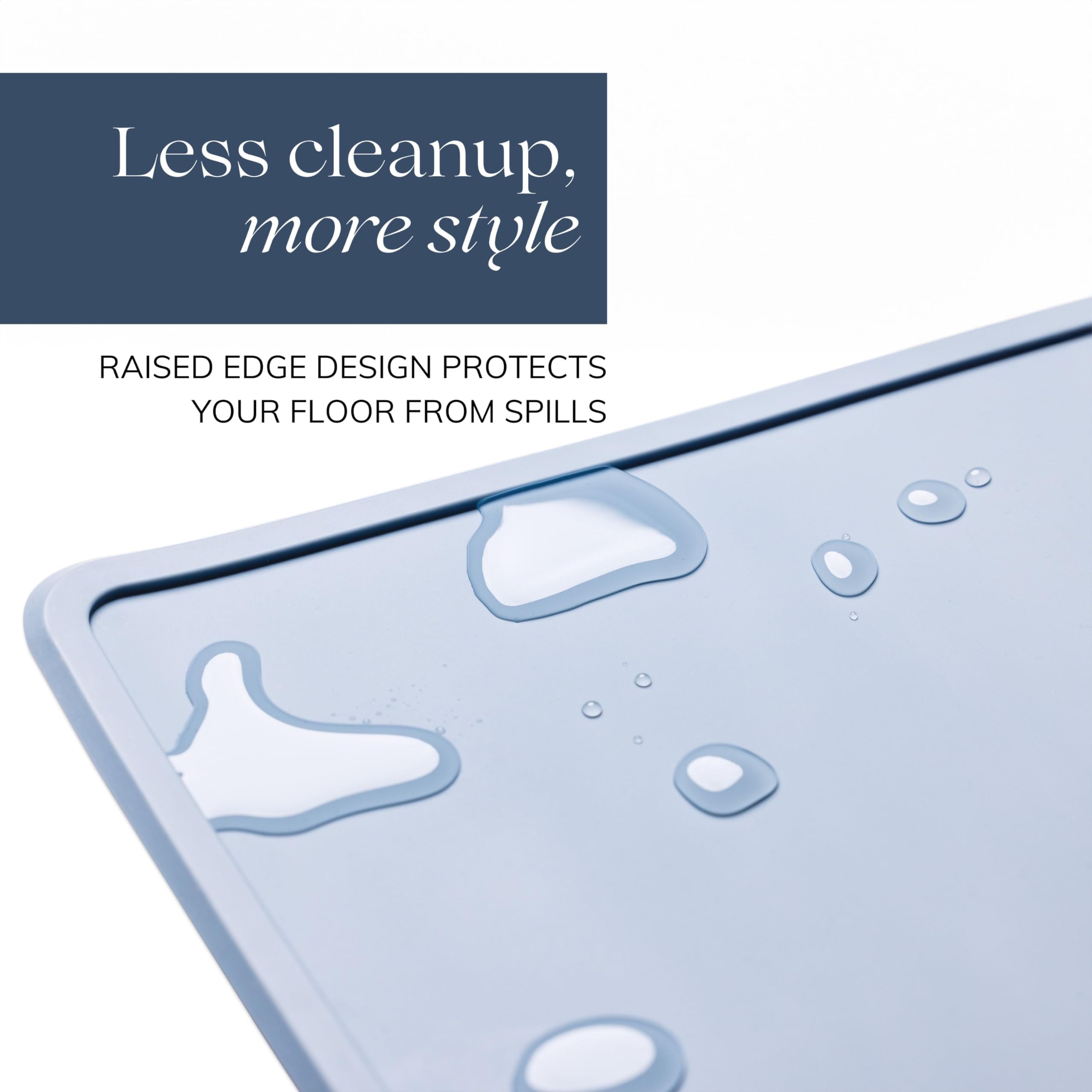 Premium Non-Slip Silicone Pet Bowl Mat for Dogs & Cats - Dusty Blue | Waterproof, Dishwasher Safe | Perfect for Food & Water Bowls, Mess-Free Feeding at Home or Travel