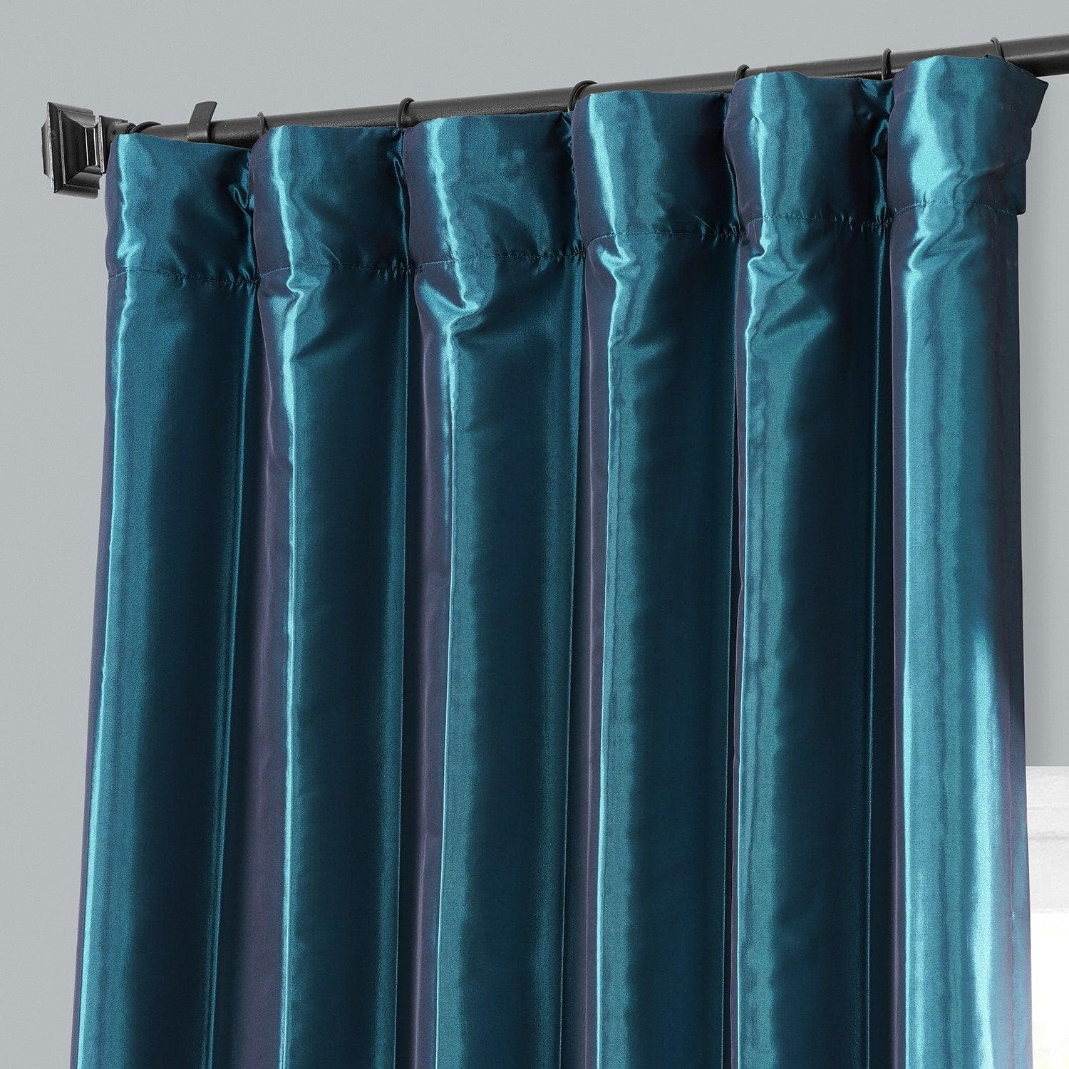 Mediterranean Solid Faux Silk Taffeta Blackout Curtains for Bedroom & Living Room - Light Blocking Window Drapes for Better Sleep & Privacy