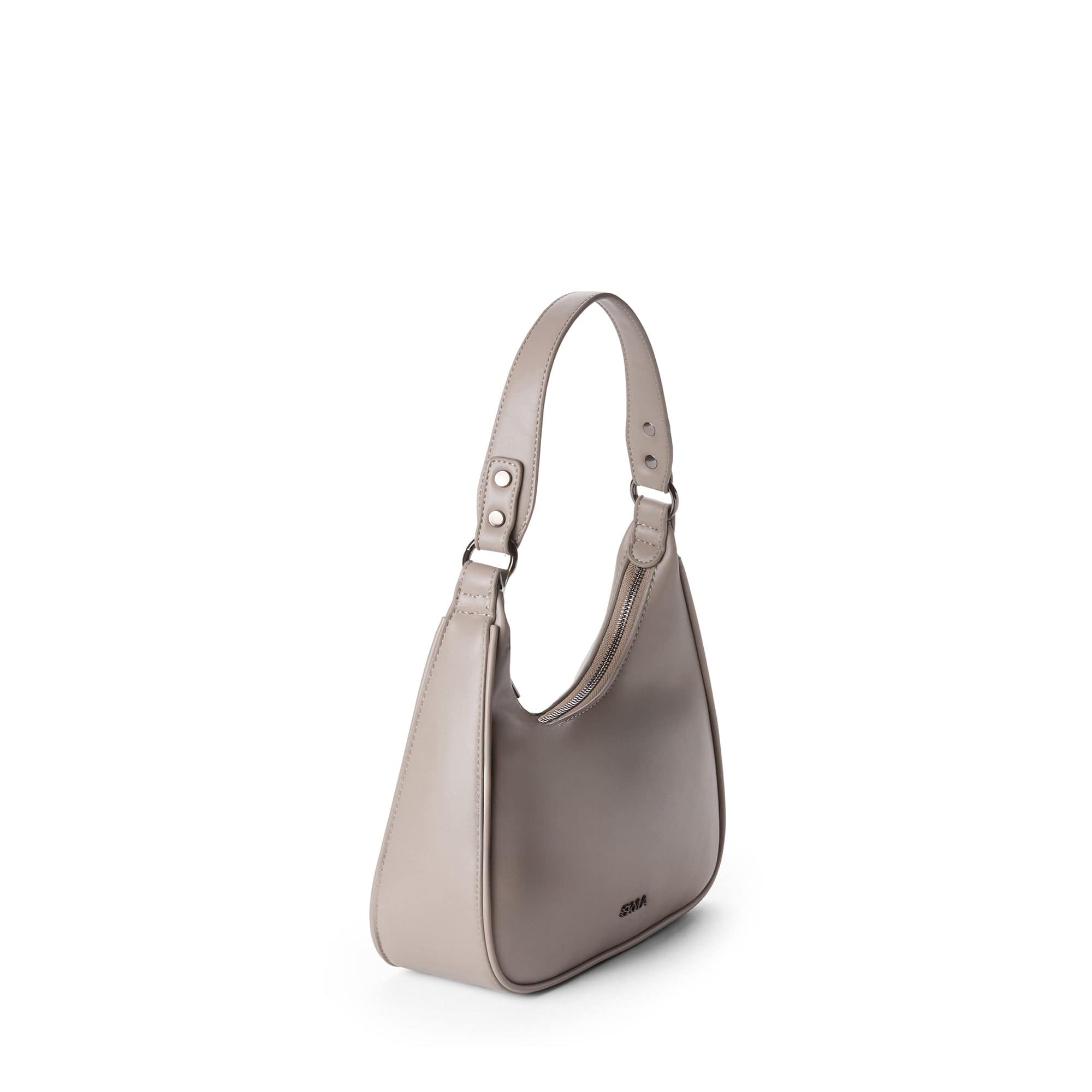 Charlie Vegan Leather Shoulder Bag for Women - Stylish Stone Grey Crossbody Purse | Perfect for Work, Travel & Everyday Use