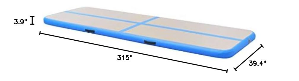 Inflatable Air Track Mat for Gymnastics, Tumbling & Cheerleading - Thick PVC Training Mat with Electric Pump - Perfect for Home Gym, Backyard & Indoor Sports Practice