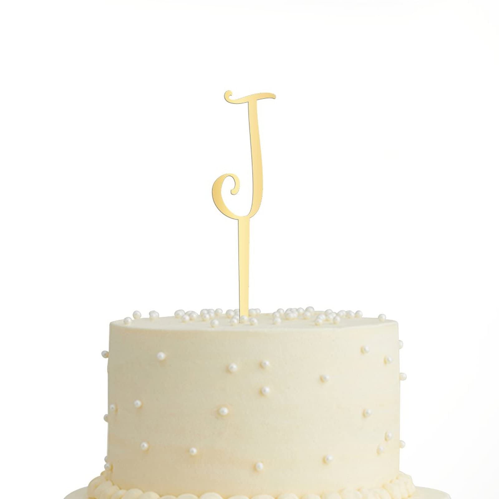 Gold Glitter Letter J Cake Topper - Personalized Acrylic Initial Cake Decor for Birthday Parties & Rustic Weddings - Perfect for Anniversary, Baby Shower, and Special Event Cake Decorations