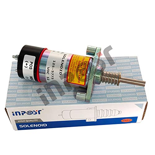 12V Fuel Shutoff Solenoid 2 Terminals Intermittent Duty - Compatible with Caterpillar 3204 3304B 3306 3306B 3306C 3406C (Replaces 8C9986 8C-9986 125-5773) - Ideal for Heavy Equipment & Diesel Engine Maintenance