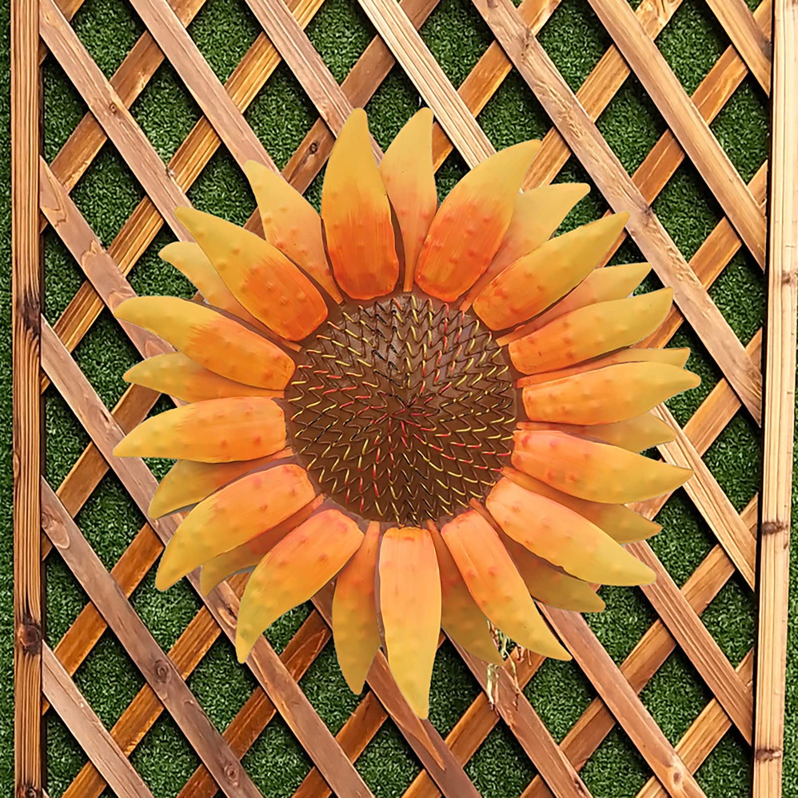 12 Inch Metal Sunflower Wall Art Decor - Indoor Outdoor Hanging Flower for Home, Bathroom, Kitchen, Dining Room, Bedroom, Porch & Hallway - Summer & Boho Style Wall Decor for Farmhouse, Apartment & Garden