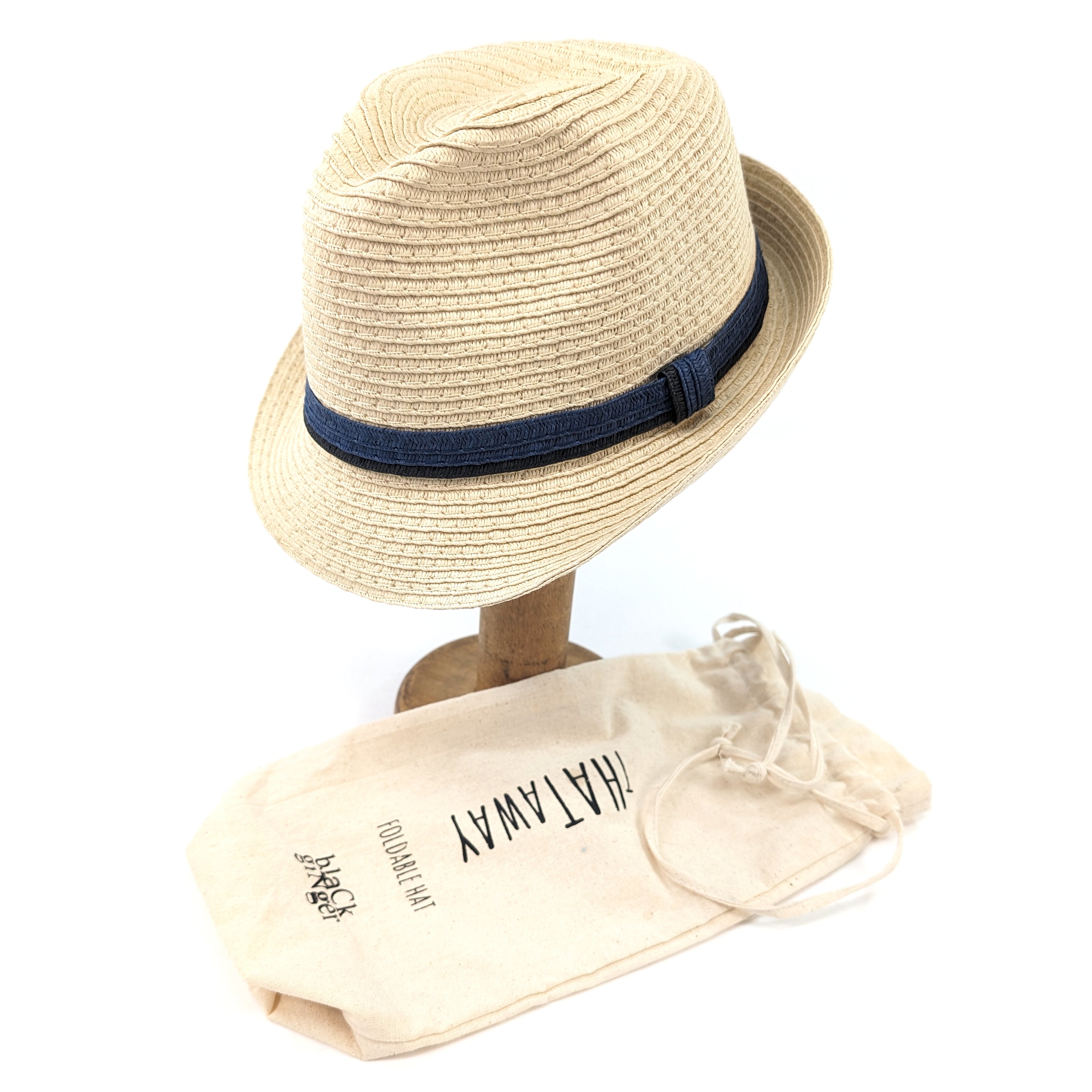 Kids' Foldable Trilby Hat with Two Blue Bands - Stylish Sun Protection for Boys & Girls - Perfect for Outdoor Play, Beach Trips, and Summer Fashion