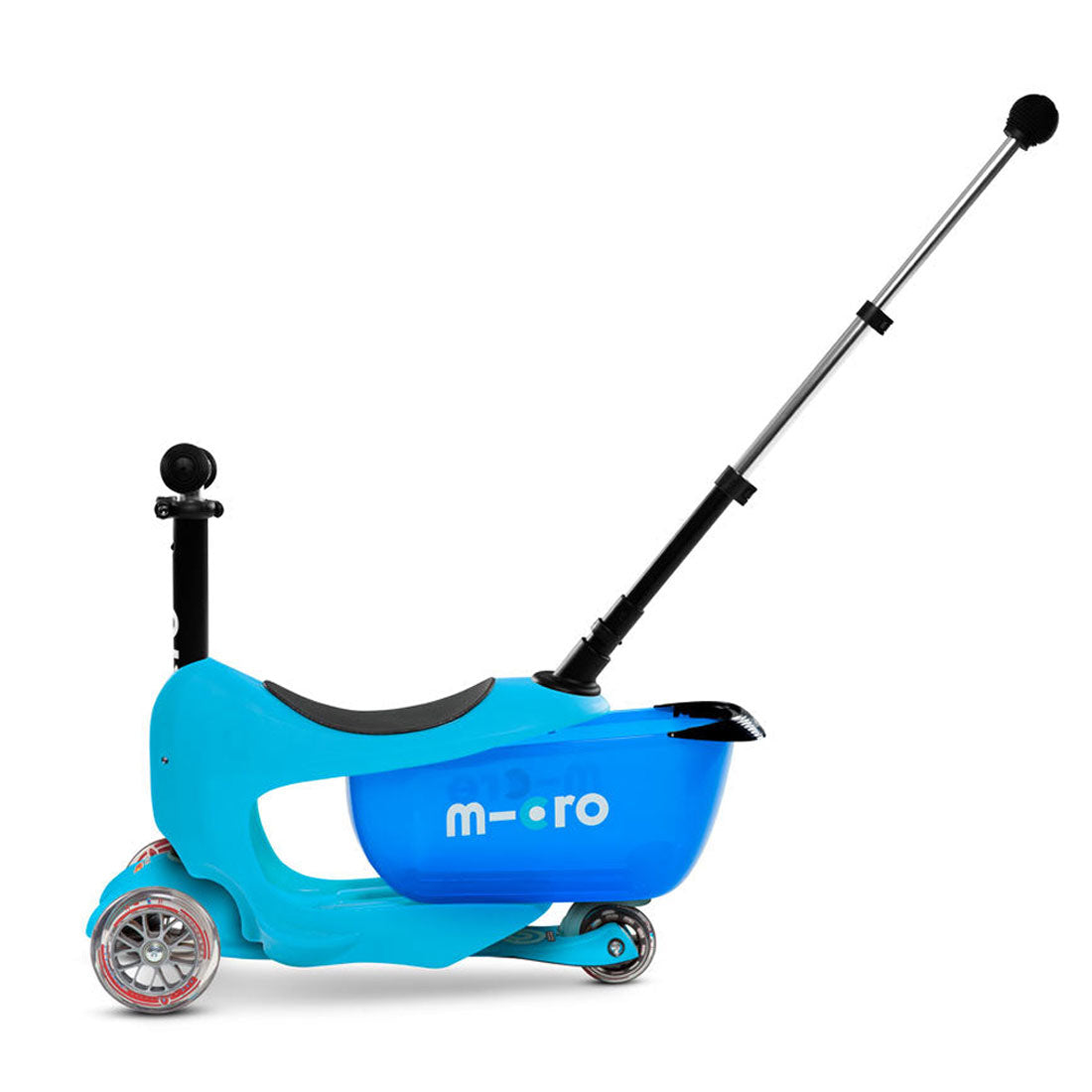Micro Mini 2Go Deluxe Plus 3 Wheel Scooter for Kids - Lightweight Folding Kick Scooter with Adjustable Handlebar, Blue - Perfect for Commuting, School & Outdoor Play