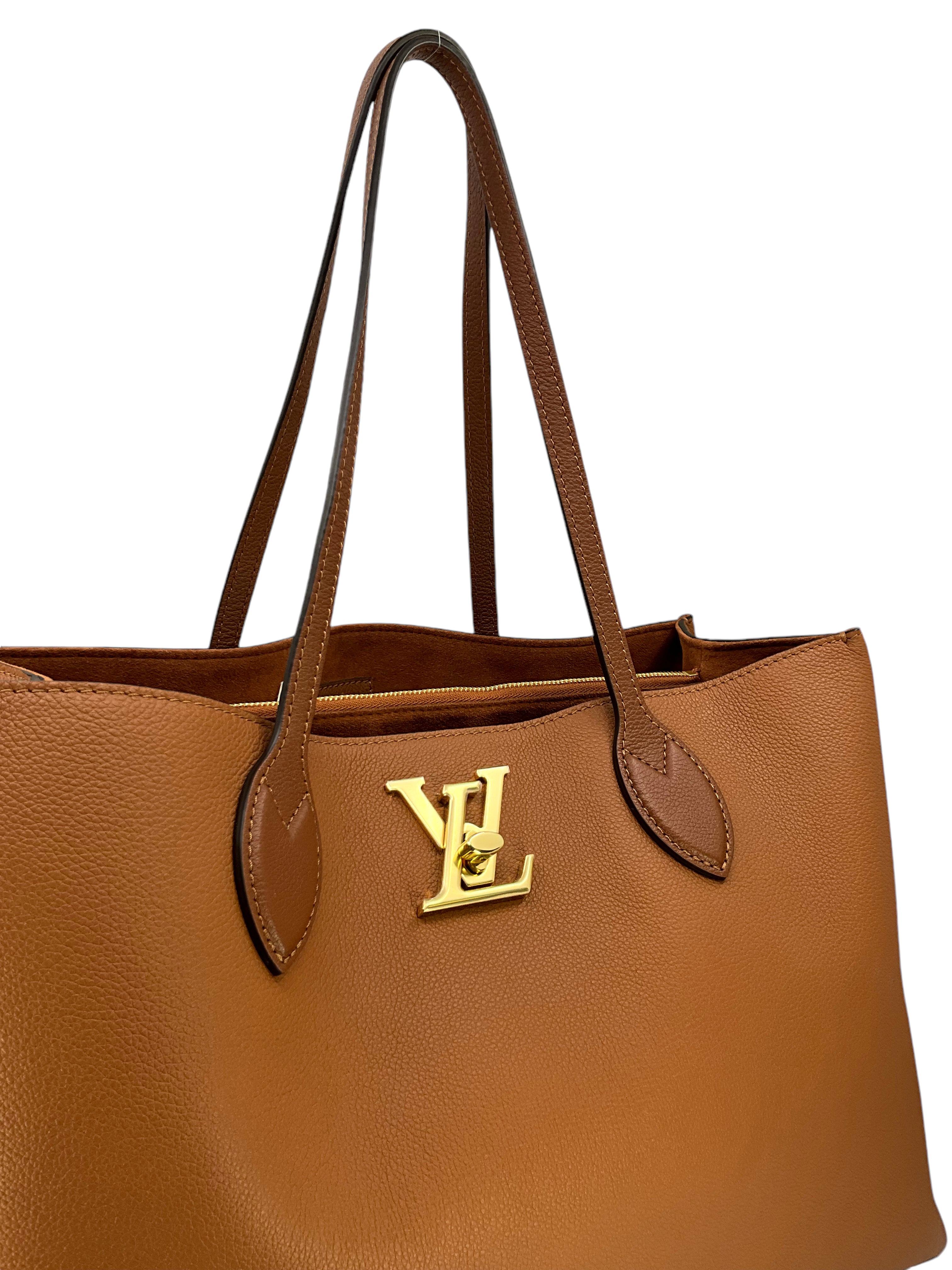 Louis Vuitton Lockme Calfskin Shopping Tote Bag for Women - Luxury Leather Handbag for Work, Travel & Everyday Use