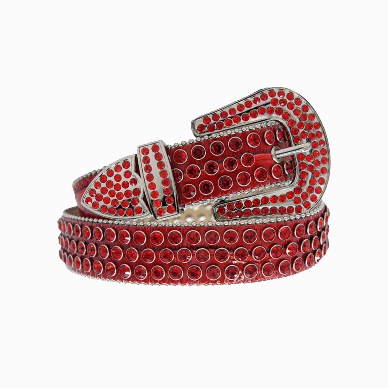 Red Leather DNA Belt with Silver Stones - Stylish Accessory for Casual & Formal Outfits | Perfect for Parties, Weddings & Everyday Wear