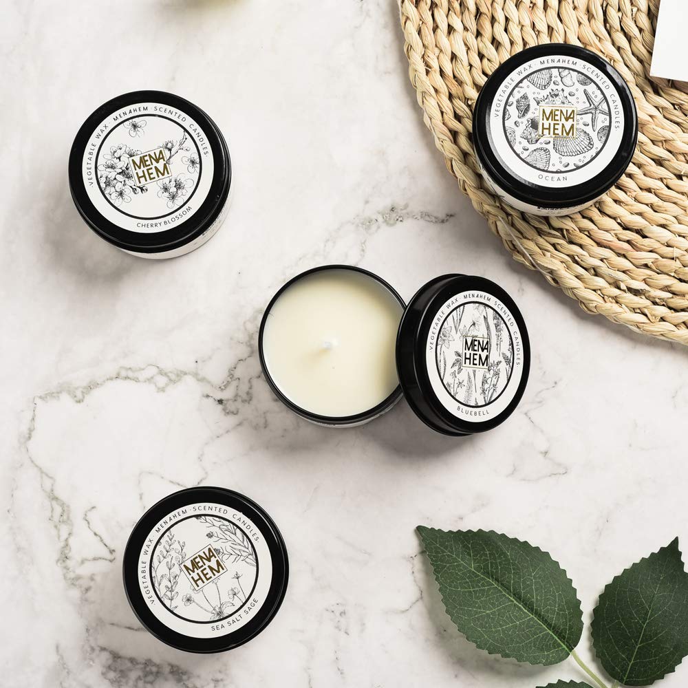 Natural Scented Soy Wax Candle - Rose & Green Perfume Aroma for Meditation, Stress Relief & Mood Boosting | Handmade Aromatherapy Gift in Portable Travel Tin Jar (15-Hour Burn Time, Black) | Perfect for Home Spa, Yoga, Relaxation & Romantic Ambiance