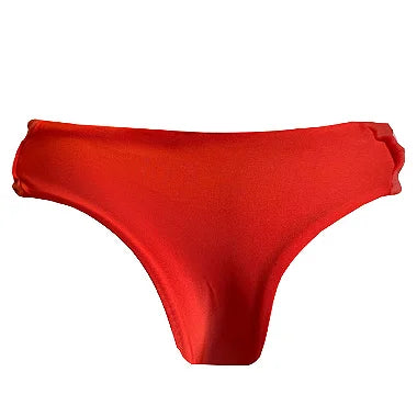 Solid Red Brazilian Wide Side Bikini Bottom - High Waist Cheeky Swimwear for Women | Beach, Pool & Summer Vacation Essentials