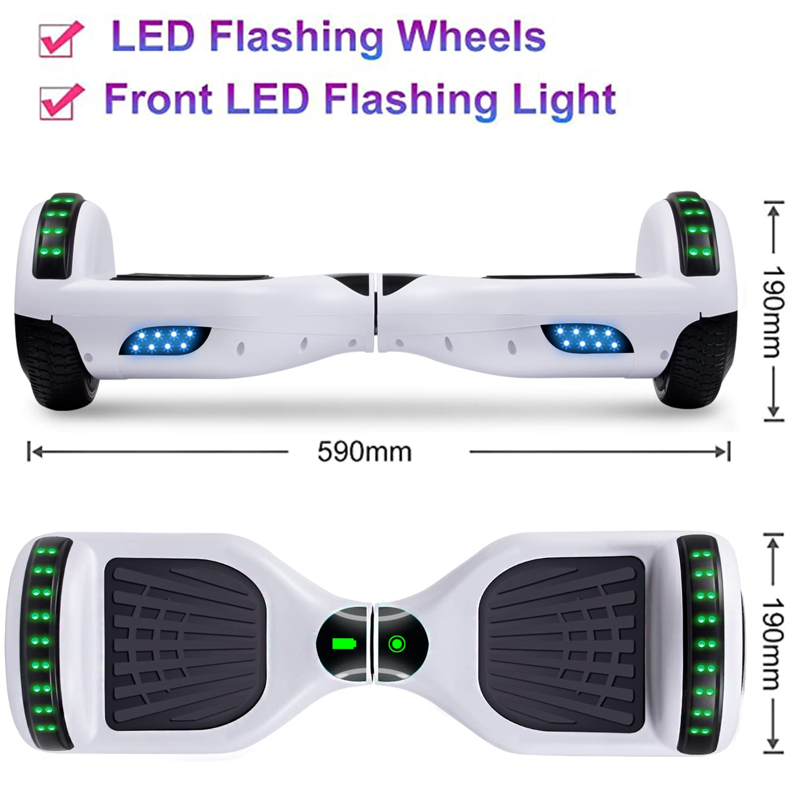 SISIGAD Hoverboard for Kids Ages 6-12 - Bluetooth Speaker & 6.5