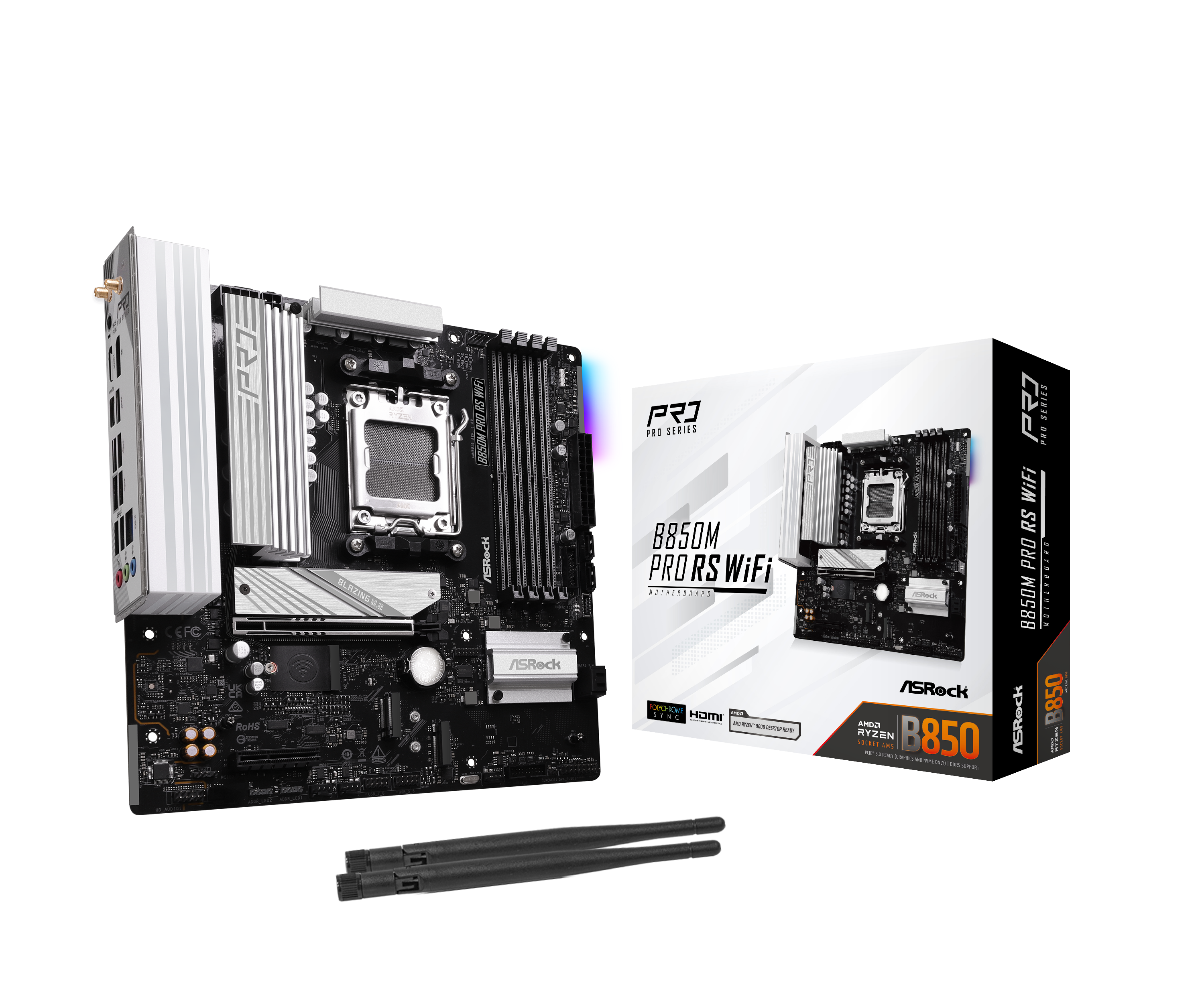 ASRock B850M Pro RS WiFi AM5 DDR5 mATX Motherboard - Gaming & Productivity PC Build for AMD Ryzen 7000 Series Processors