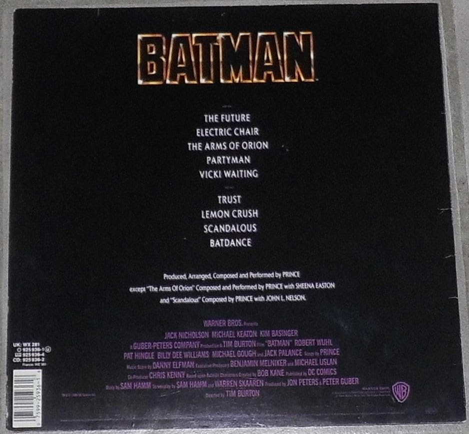 Prince - Batman Motion Picture Soundtrack Vinyl LP - Warner Bros. Records 925 936-1 WX 281 - Original Movie Score for Collectors & 80s Music Fans - Perfect for Home Theater & Retro Music Nights