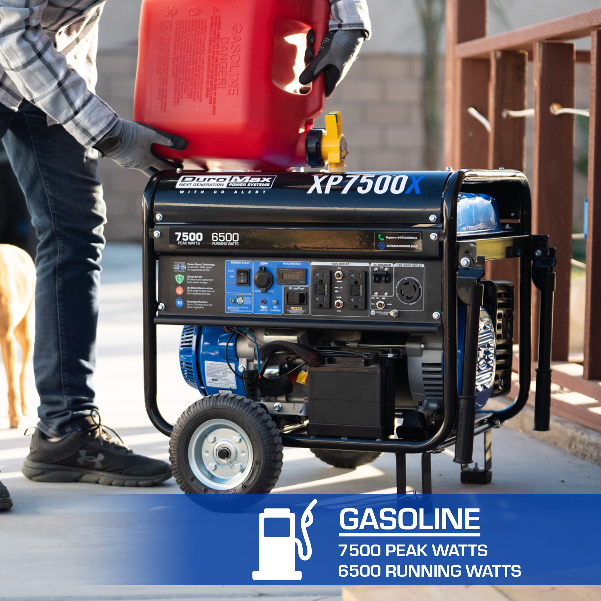 7,500 Watt Portable Gasoline Generator with CO Alert - Reliable Backup Power for Home, Camping & Outdoor Emergencies