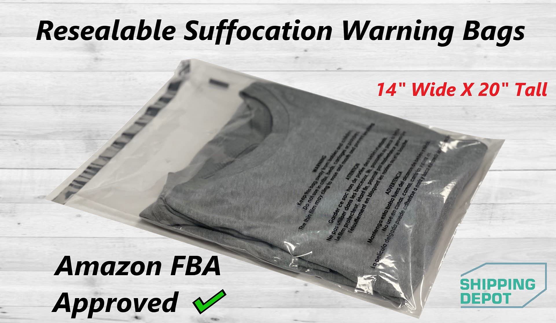Secure Seal Self-Sealing Suffocation Warning Poly Bags 14x20 Inches | Clear Adhesive Packaging Bags for Amazon FBA, Storage & Retail | 1,000 Pack | Perfect for Shipping, Product Protection & Organizing Small Items