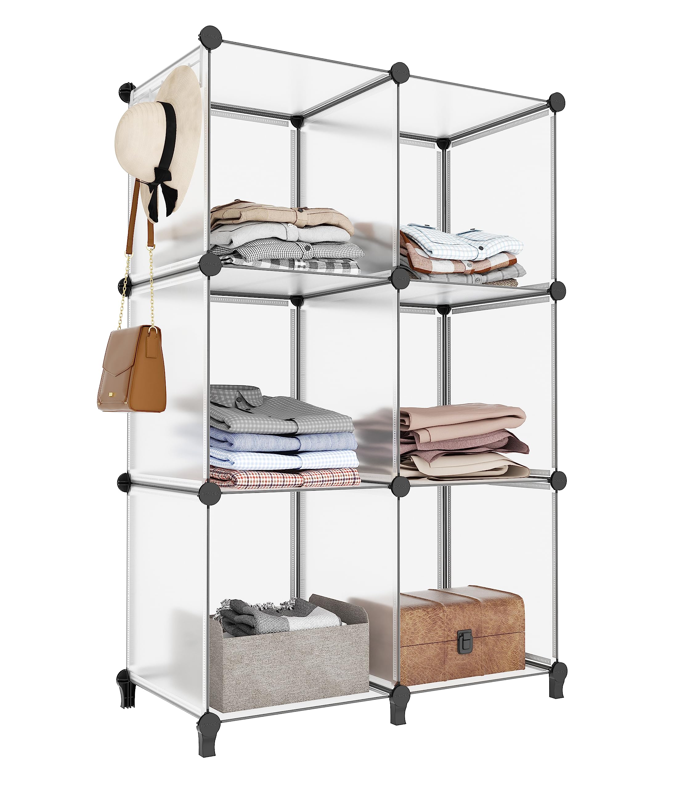 HOMIDEC 6-Cube Storage Organizer - Closet Shelf Bookcase with Metal Hammer, Kids Cabinet for Bedroom, Bathroom & Office (11.8x11.8x11.8 Inch) - Perfect for Toy Storage, Book Display & Home Organization