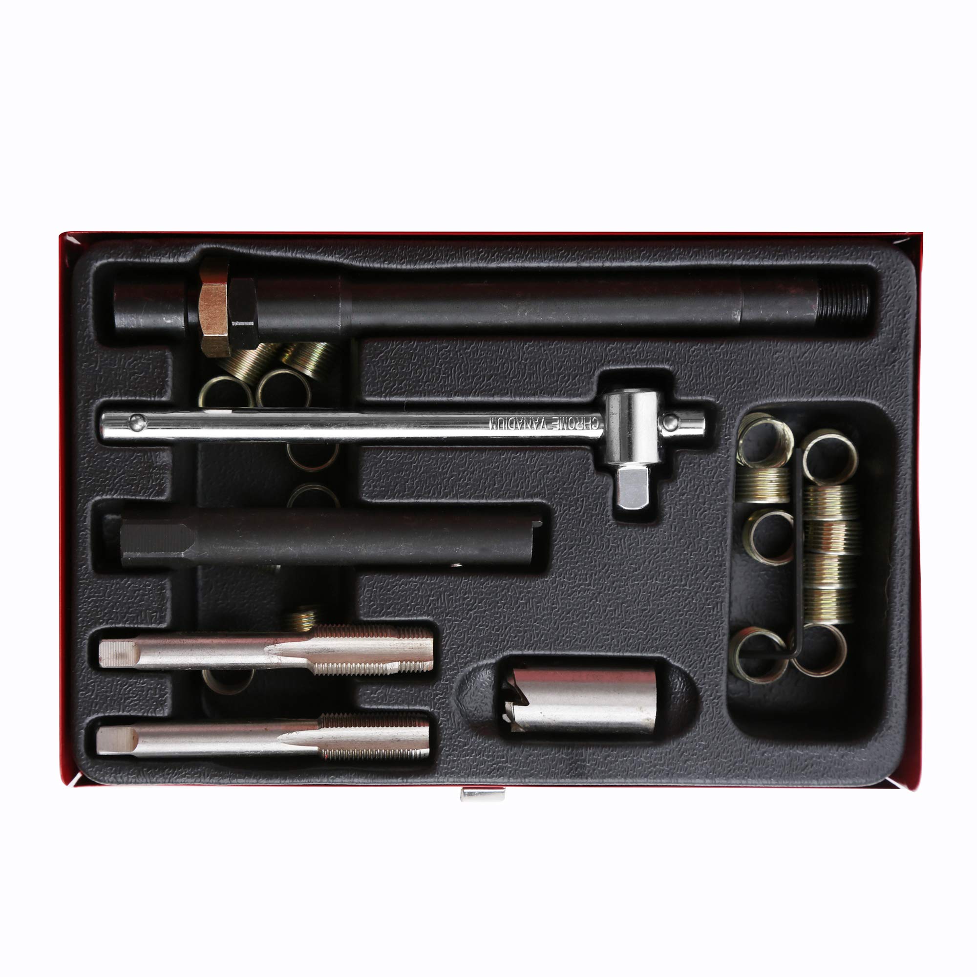 WINTOOLS 26-Piece Spark Plug Thread Repair Kit M14 x 1.25 with Durable Metal Case - Perfect for Automotive, Motorcycle & Small Engine Repairs at Home or Shop